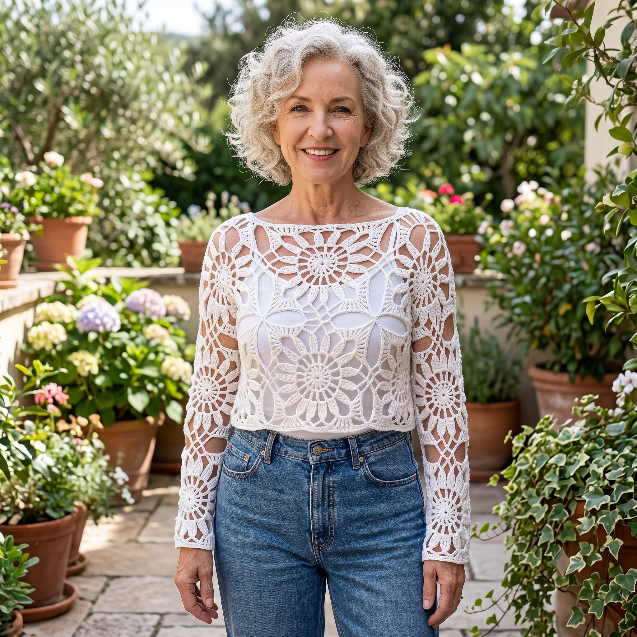 Crochet Top Pattern PDF | Gerbera Daisy Floral Top, Boho Crop Top Vest Shrug, Made to Measure, Beginner, US Terms, Instant Download