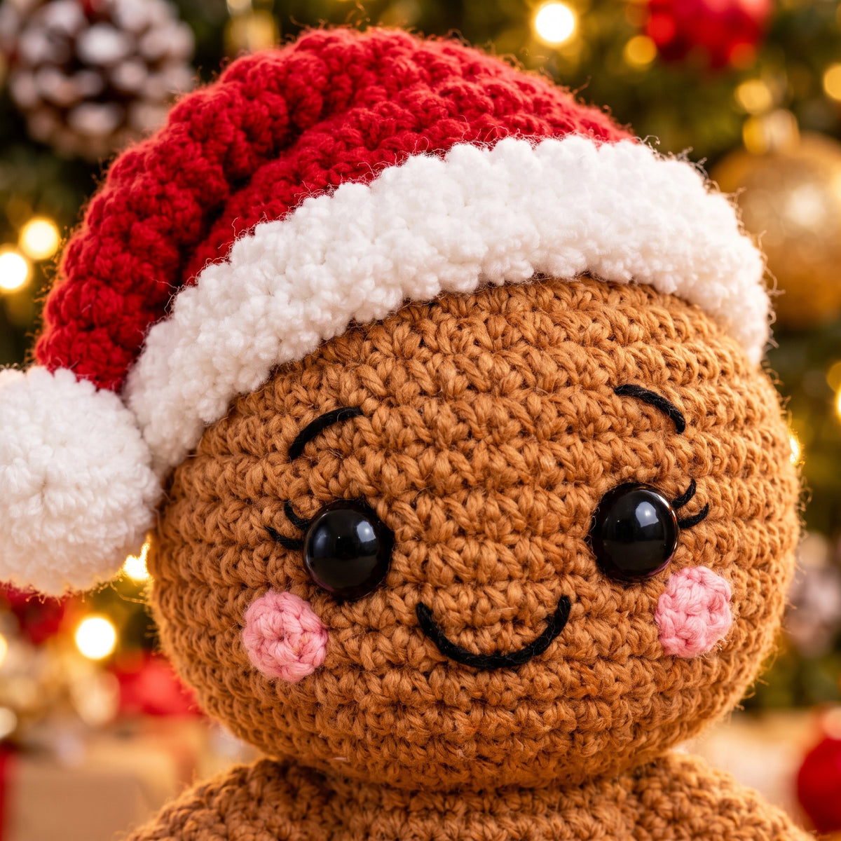 Gingerbread Couple Crochet Pattern PDF, Boy and Girl Amigurumi Dolls with Santa Hats, Bobble Dress and Bow Tie, Christmas Decor