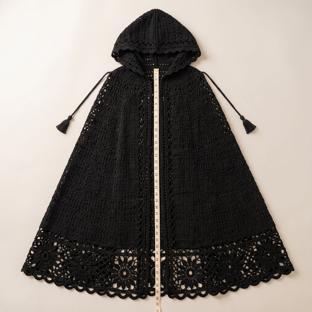 Hooded Cape Crochet Pattern PDF, Gothic Lace Cloak, S/M to 3XL