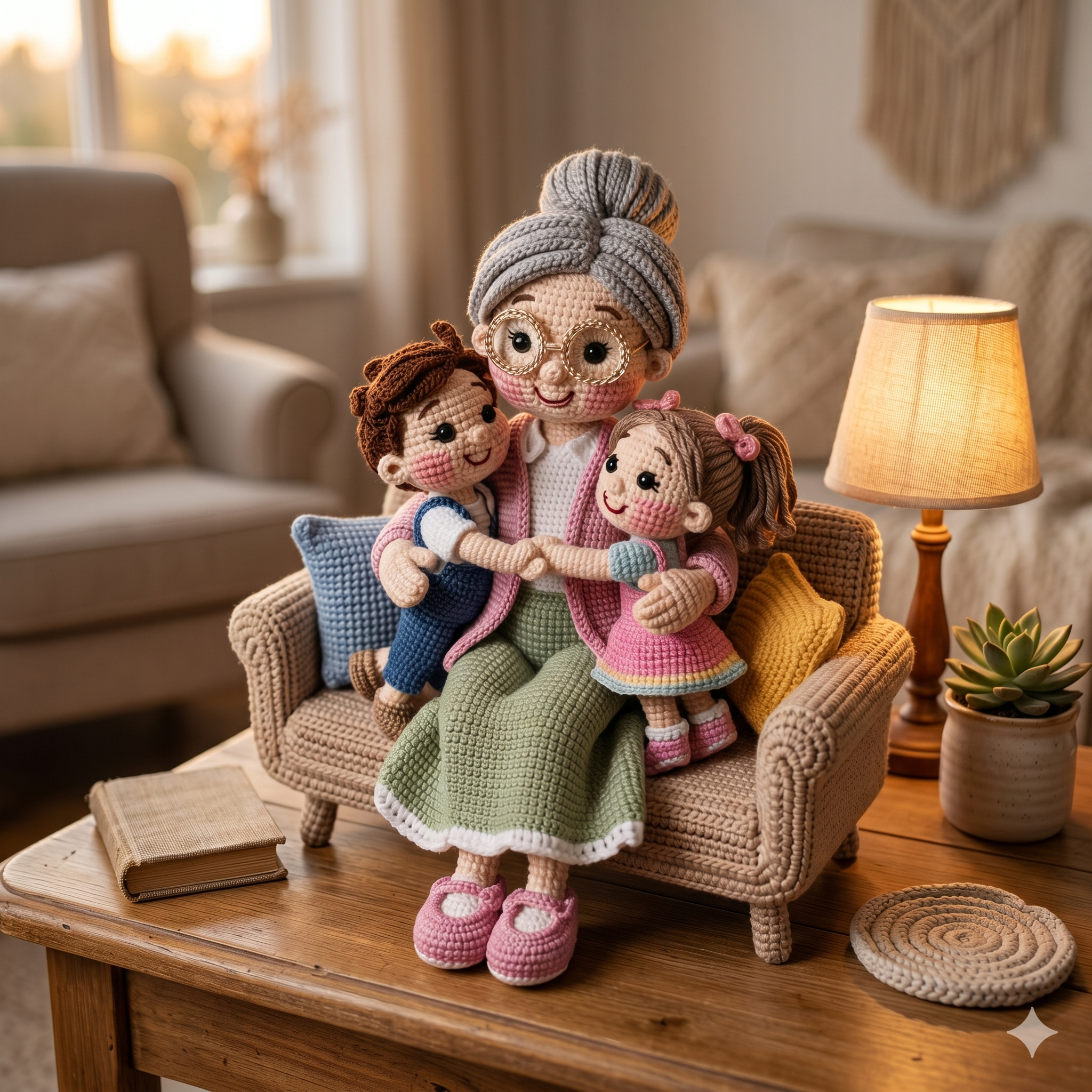 Grandma with Grandkids — Crochet Amigurumi Pattern (PDF) | Family Keepsake Doll Set