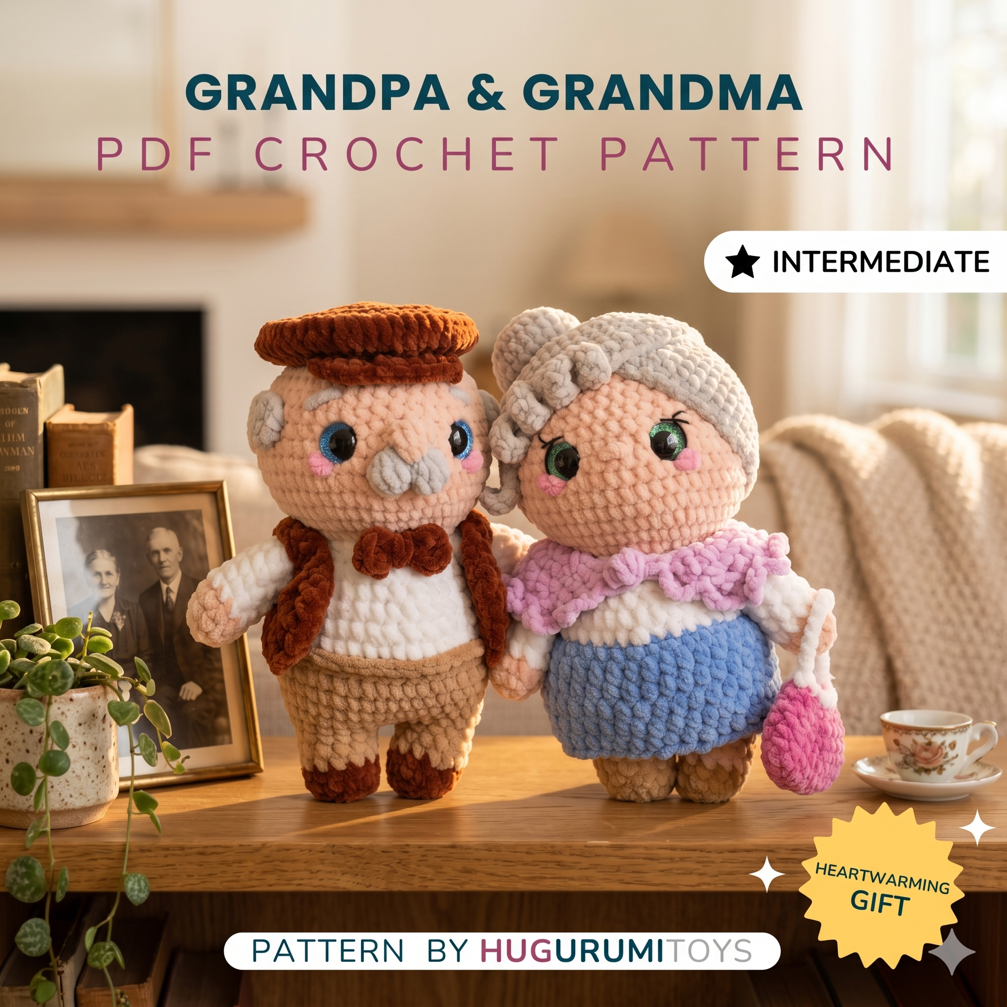 Grandpa & Grandma Amigurumi Bundle PDF – Cute Crochet Granny and Grandpa Doll Patterns