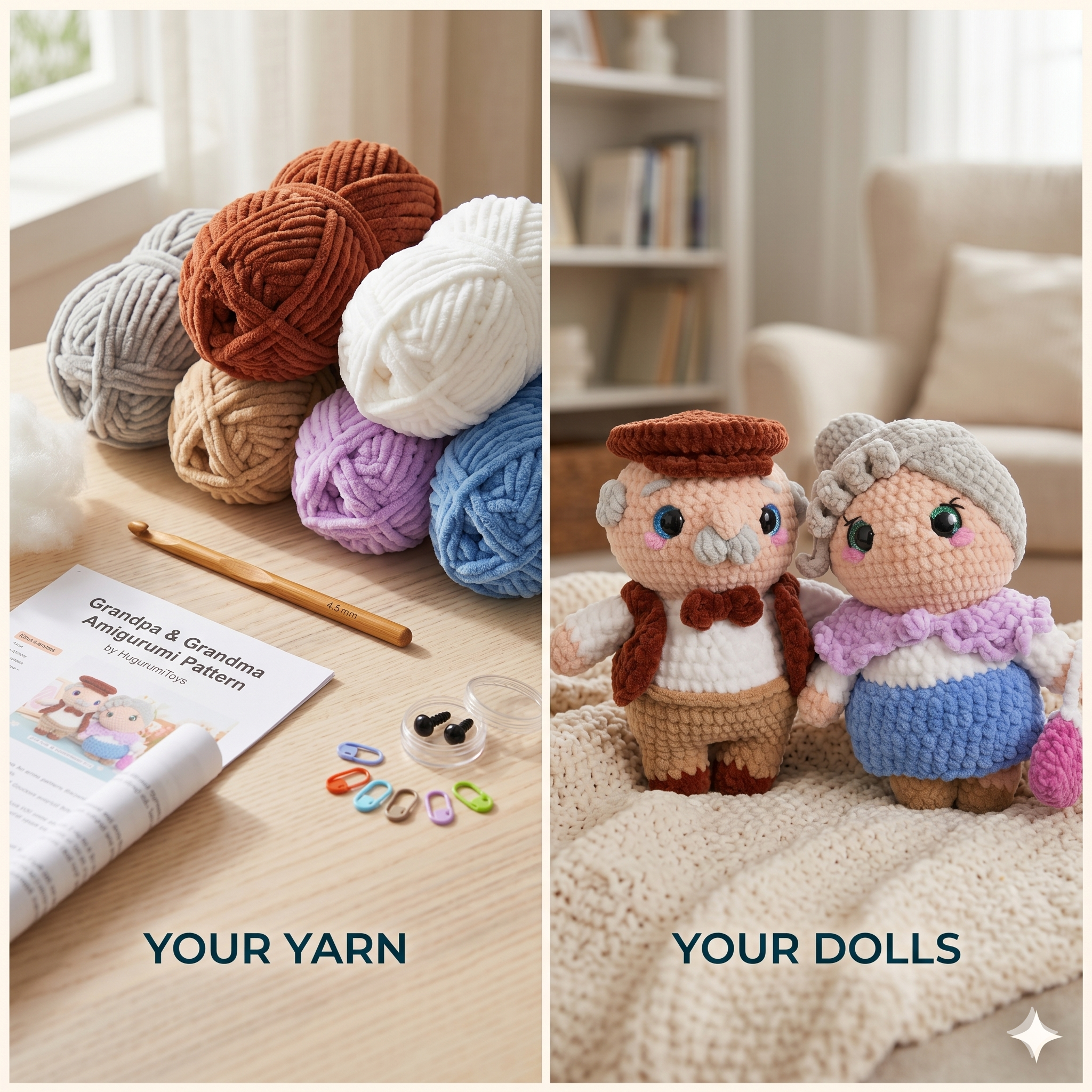 Grandpa & Grandma Amigurumi Bundle PDF – Cute Crochet Granny and Grandpa Doll Patterns