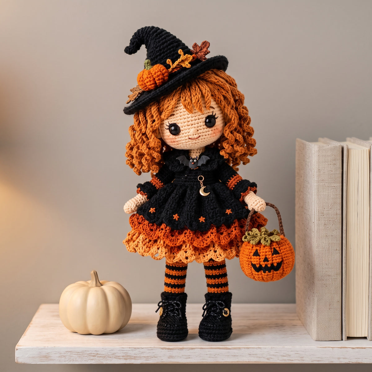 Halloween Witch Doll Crochet Pattern PDF, Amigurumi Witch 25 cm