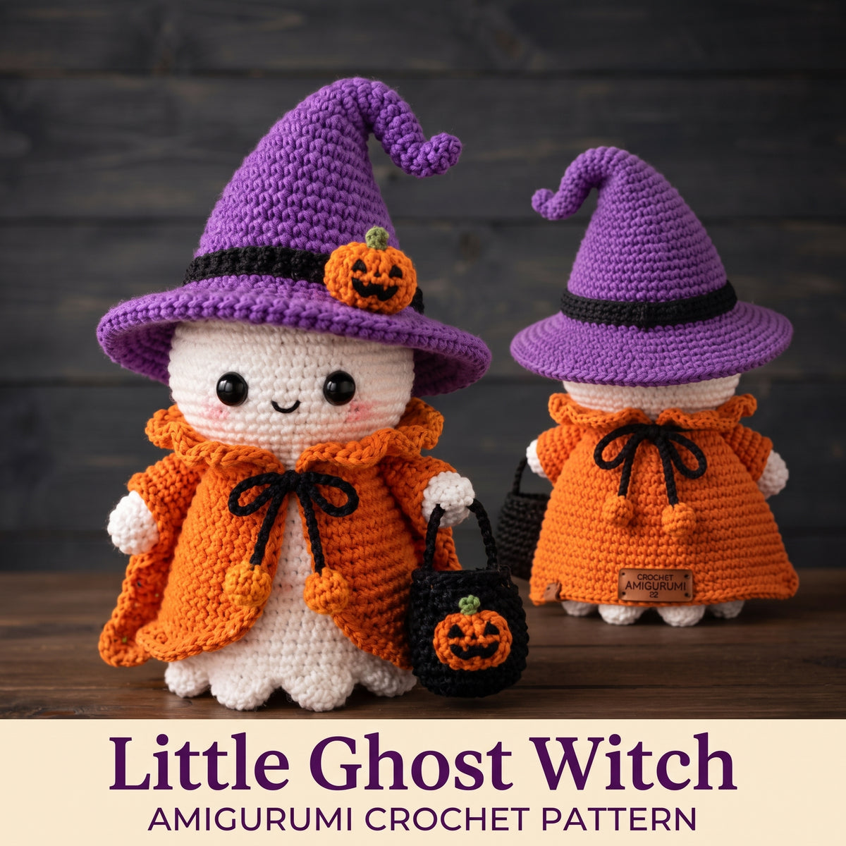 Halloween Ghost Amigurumi Crochet Pattern PDF, Witch Hat Ghost