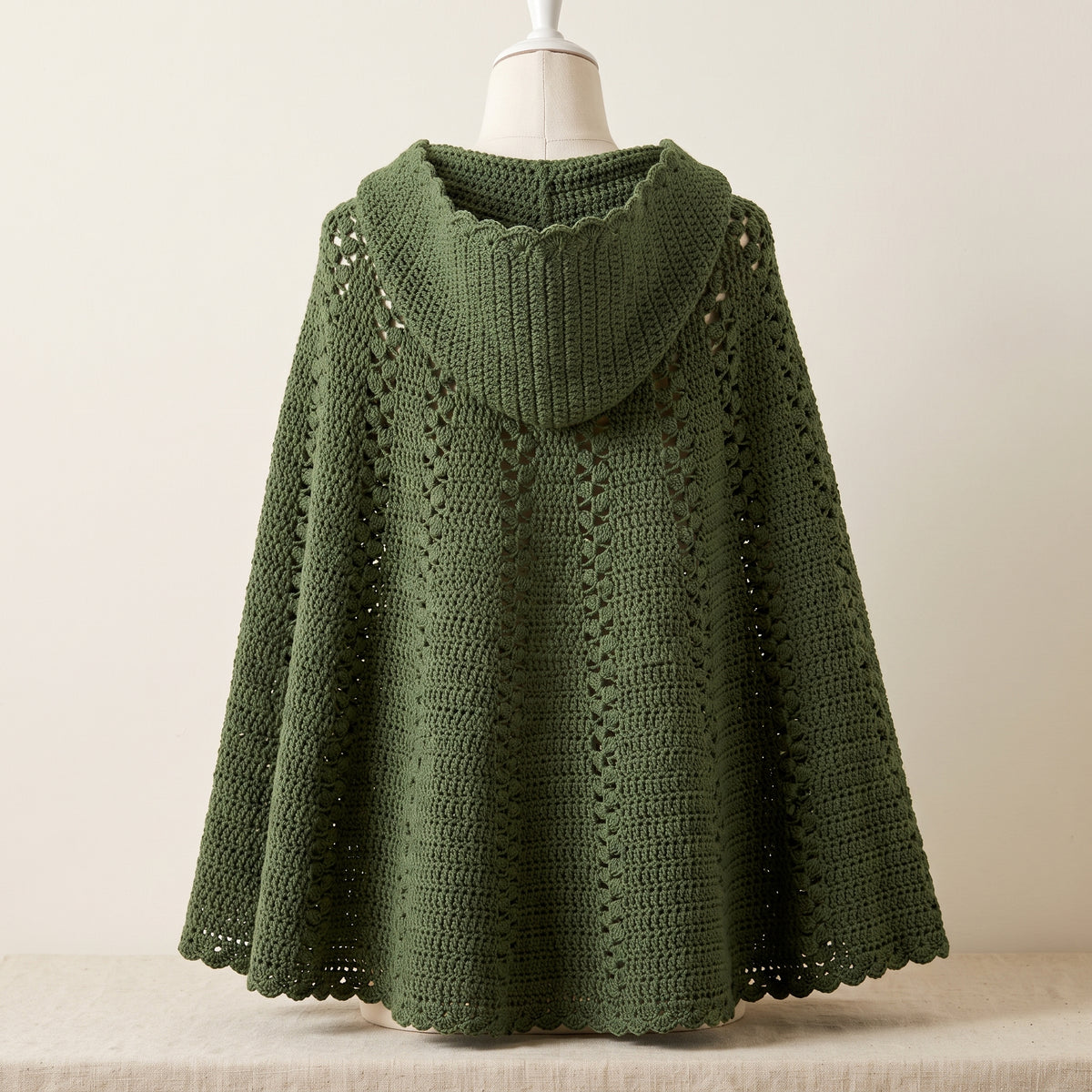Hooded Cape Crochet Pattern PDF, Button Front Lace Poncho Wrap