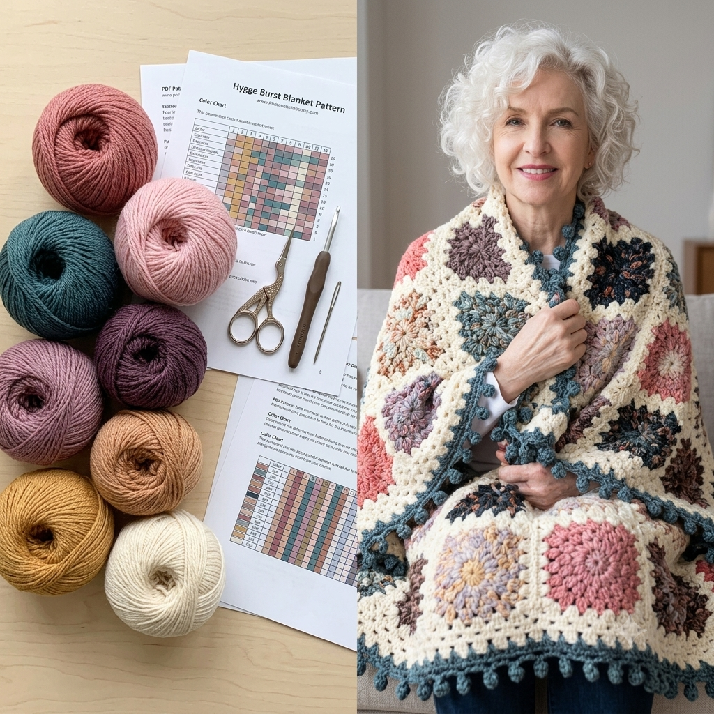 Hygge Burst Blanket — Crochet Pattern (PDF + Video) | Sunburst Granny Square Throw