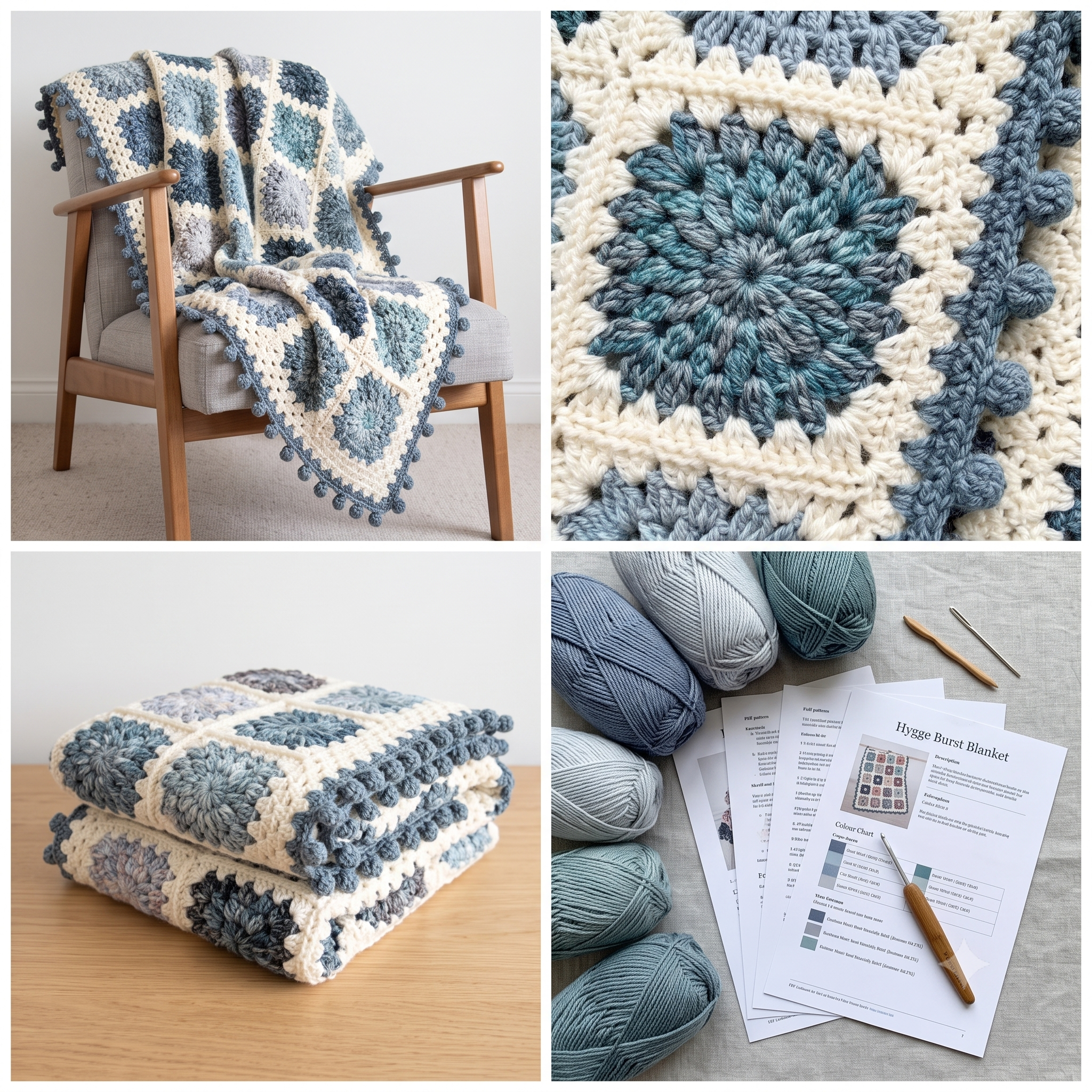 Hygge Burst Blanket — Crochet Pattern (PDF + Video) | Sunburst Granny Square Throw