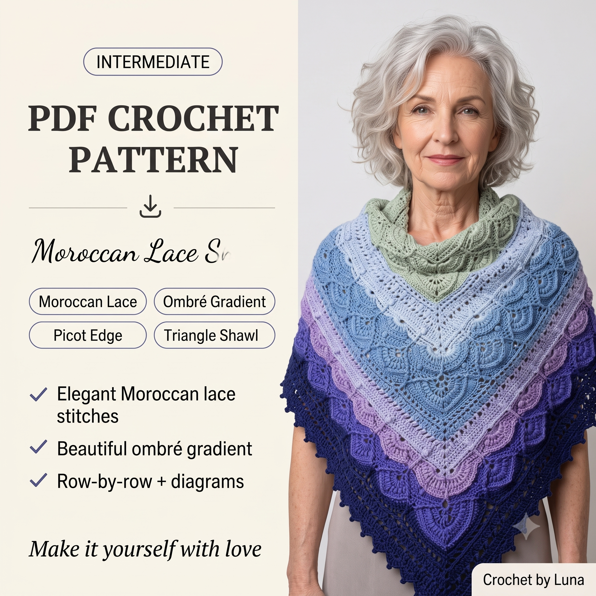 Moroccan-Inspired Shawl — Crochet Pattern (PDF) | Textured Post-Stitch Wrap