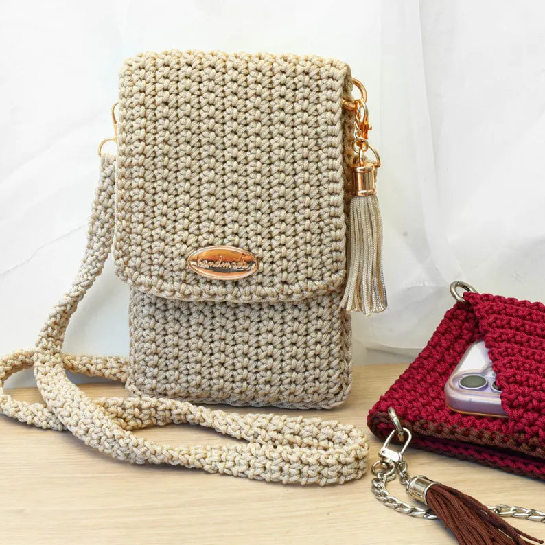 Crochet pattern-LISBON Crochet Crossbody Phone Purse, PDF shopping 1 strap summer Bag, Phone Case, Phone Holder, Tote Bag, Crochet Mini Bag