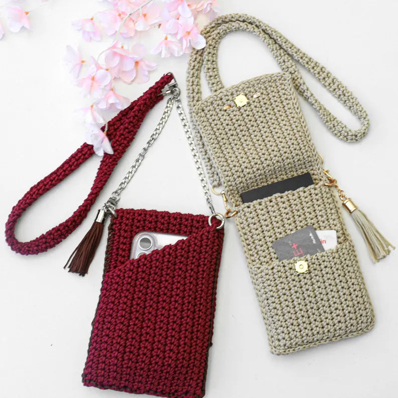 Crochet pattern-LISBON Crochet Crossbody Phone Purse, PDF shopping 1 strap summer Bag, Phone Case, Phone Holder, Tote Bag, Crochet Mini Bag