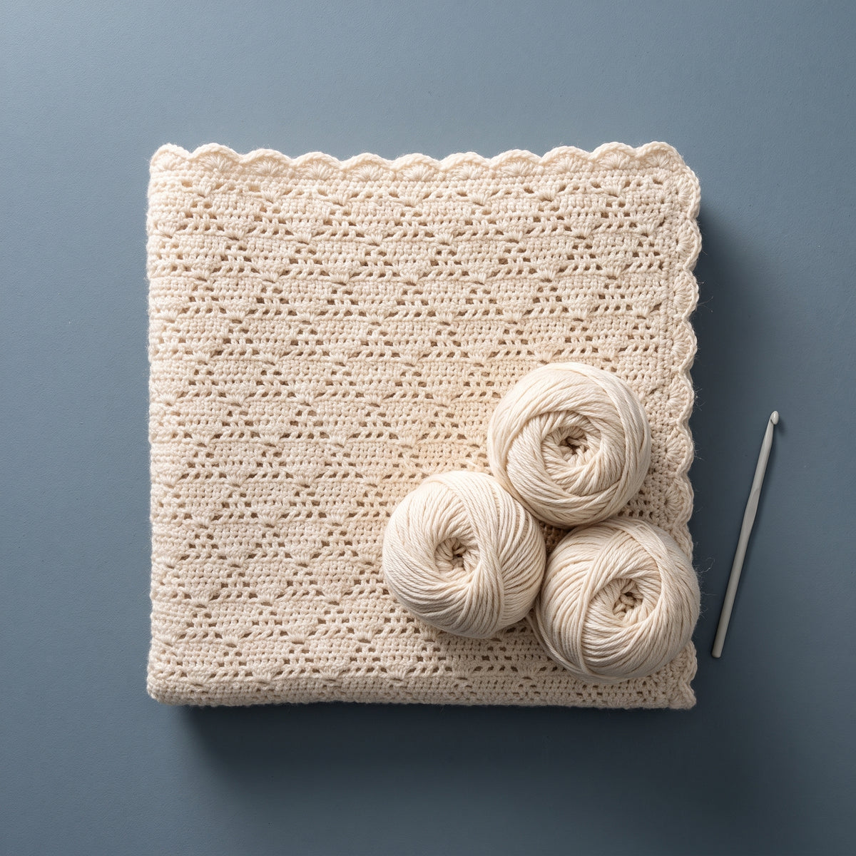 Lace Baby Blanket Crochet Pattern PDF, Diamond Stitch, Scalloped Edge