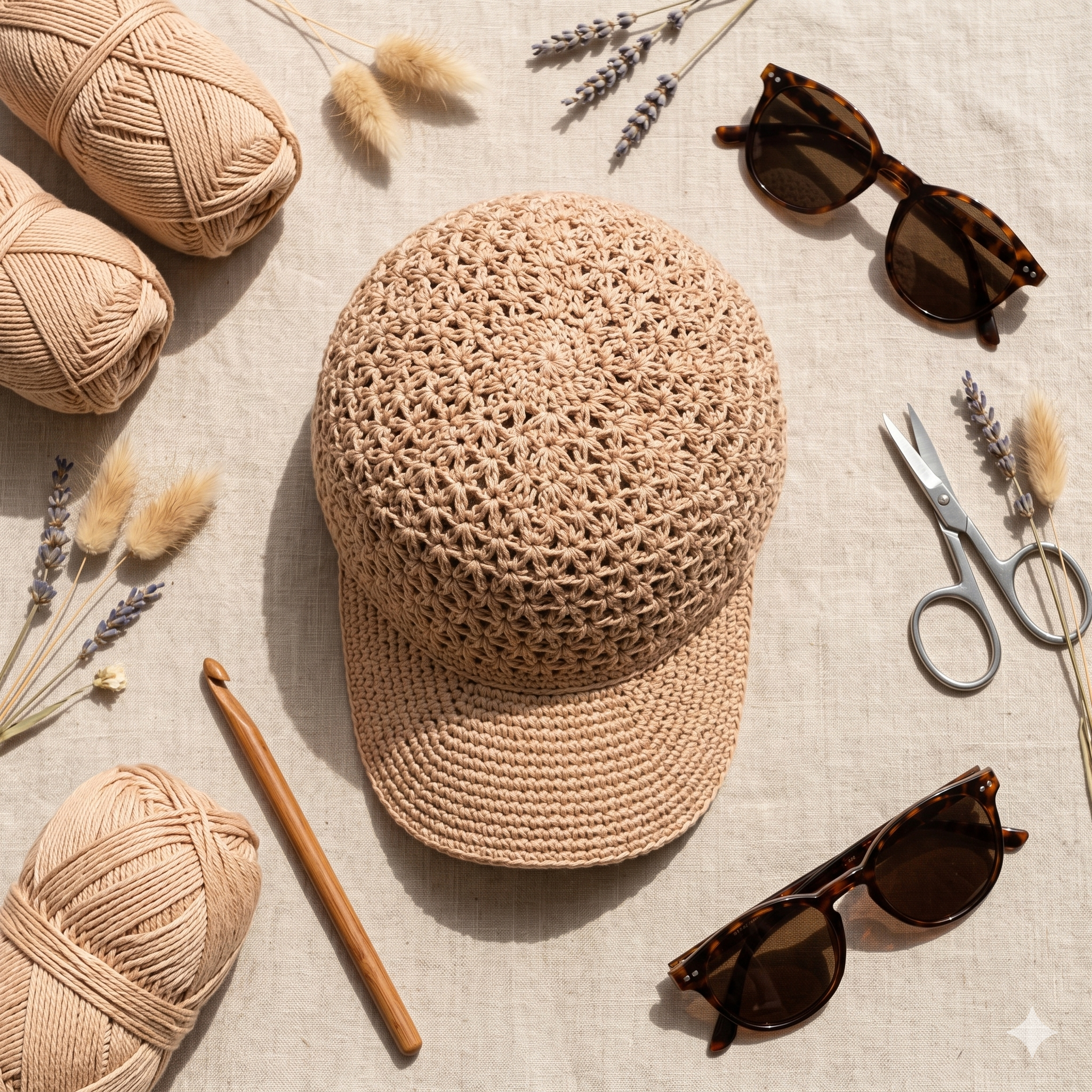 Lace Baseball Cap — Crochet Pattern (PDF) | Star Stitch Summer Hat