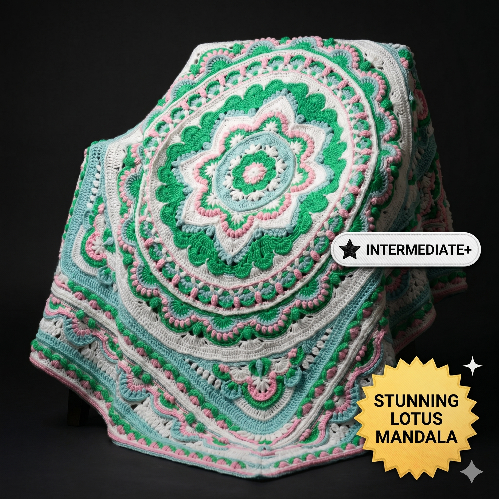 Lotus Crochet Blanket Pattern: Photo Tutorial (PDF)