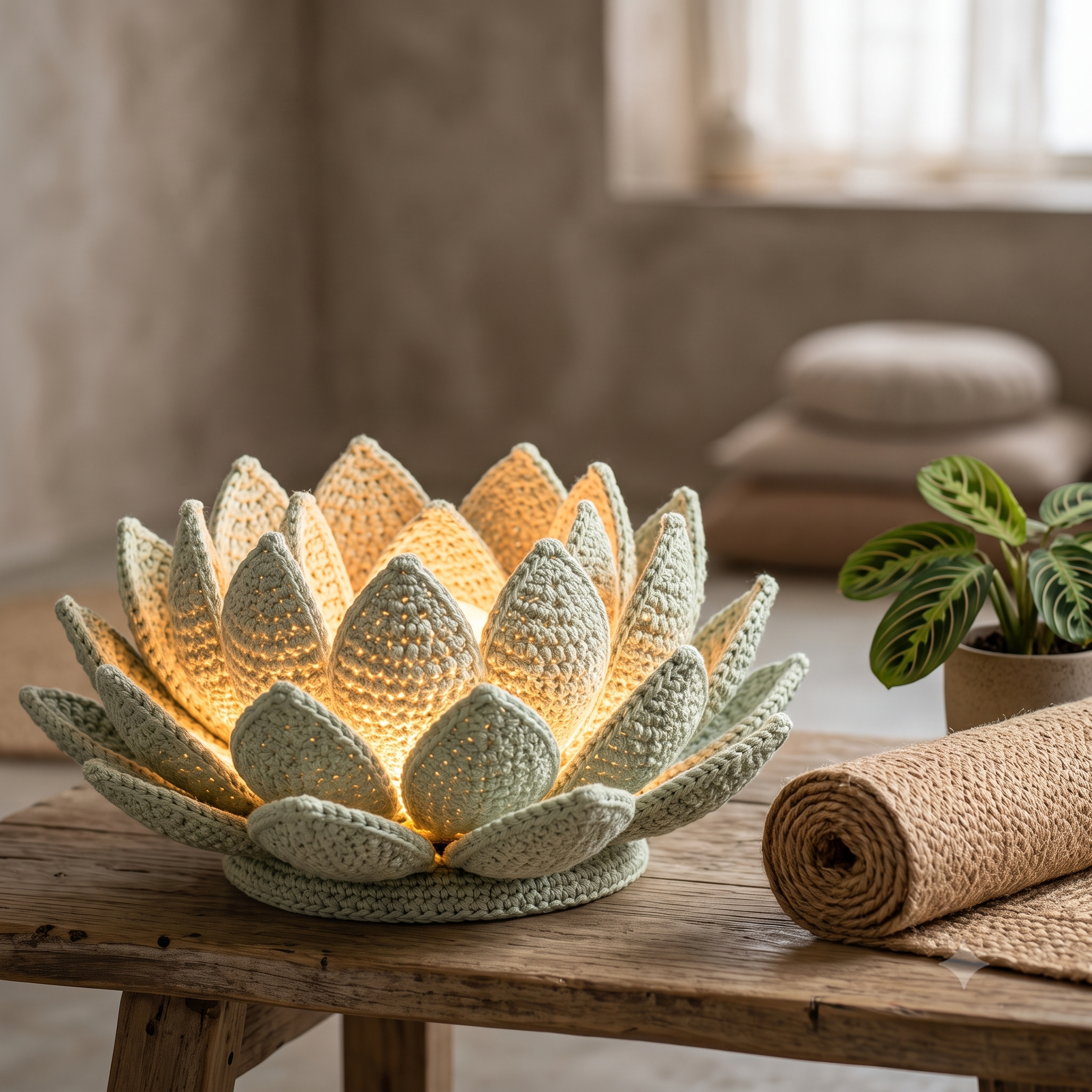 Crochet Lotus Flower Lamp Pattern PDF, Handmade Cotton Decor Light, LED Lotus Lamp, Cozy Home Decor, Beginner Friendly, Instant Download