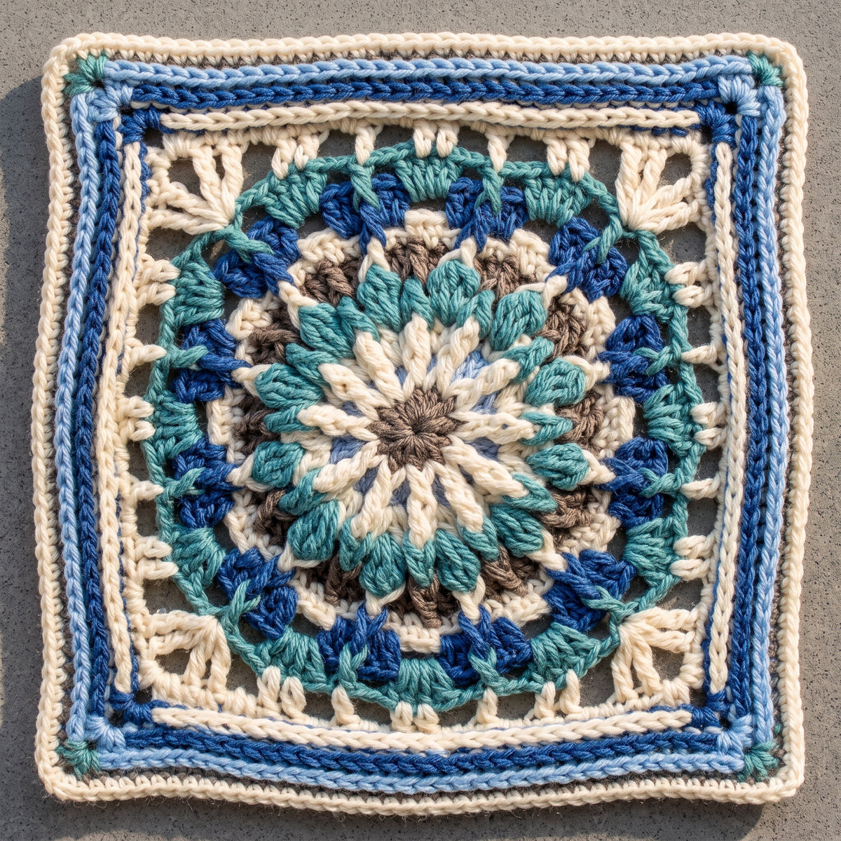 Mandala Blanket Crochet Pattern PDF, 25 Square Sampler Afghan