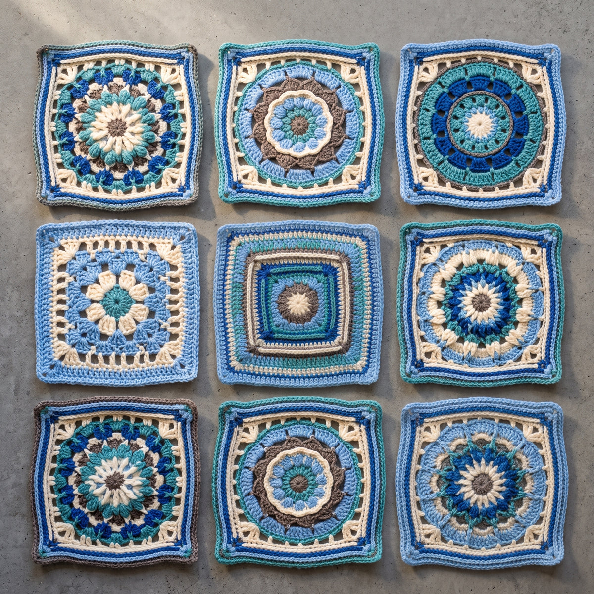 Mandala Blanket Crochet Pattern PDF, 25 Square Sampler Afghan