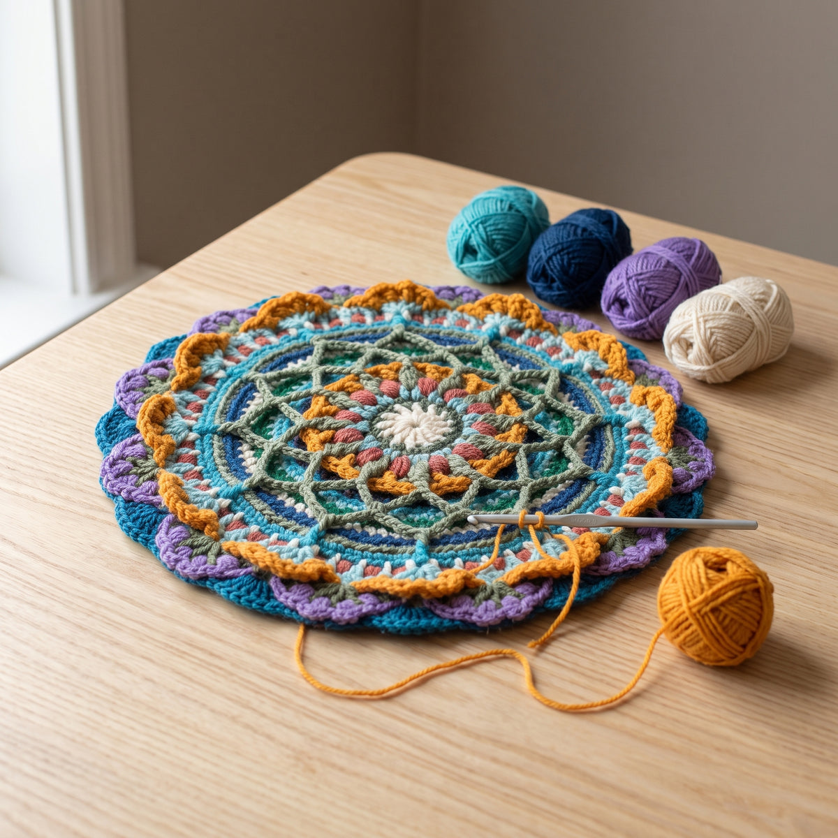 Mandala Cushion Cover Crochet Pattern PDF, 16 in Pillow Cover