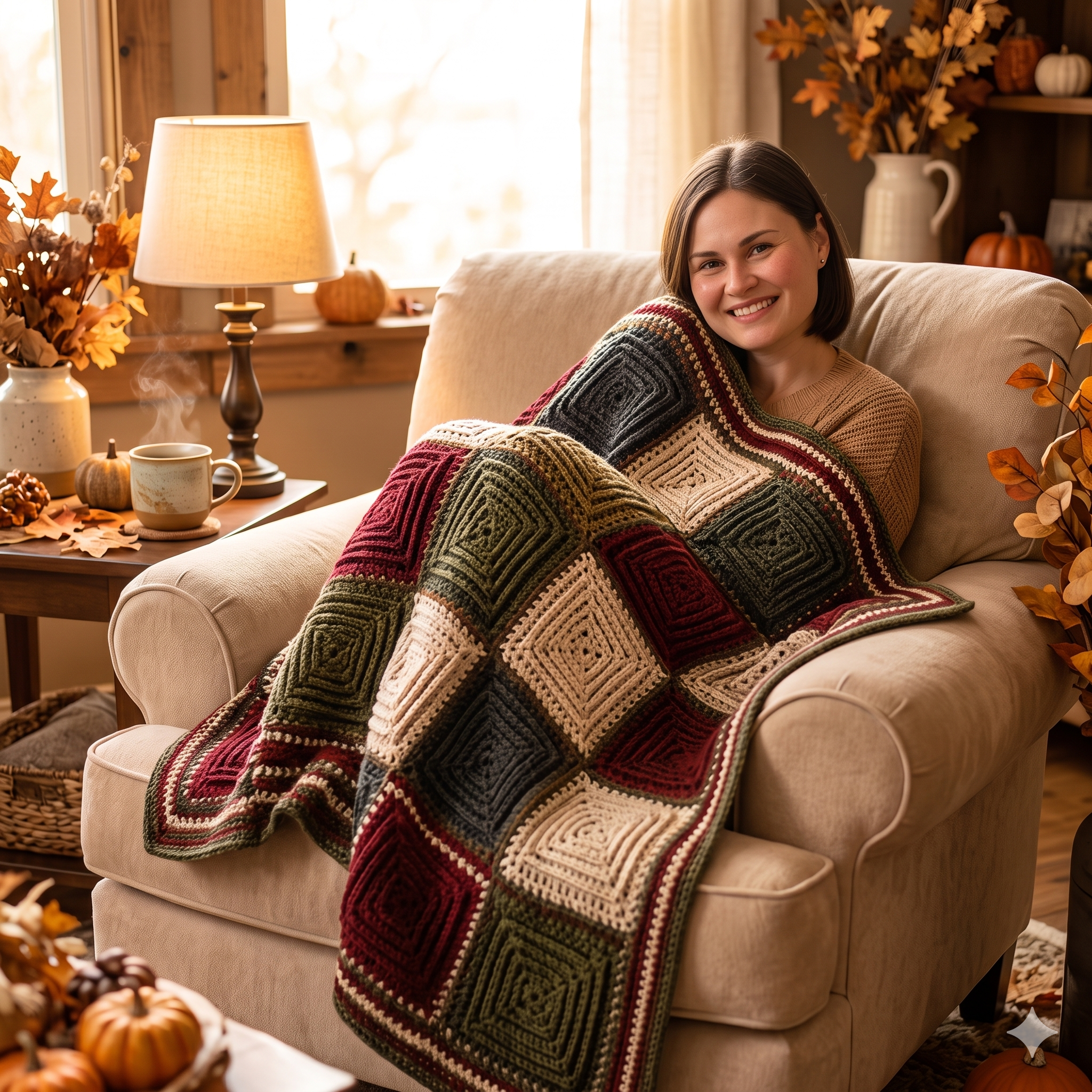 Granny Square Blanket Crochet Pattern PDF | Modern Hypnotic Throw Pattern, Geometric Optical Afghan, Intermediate, US Terms, Instant Download