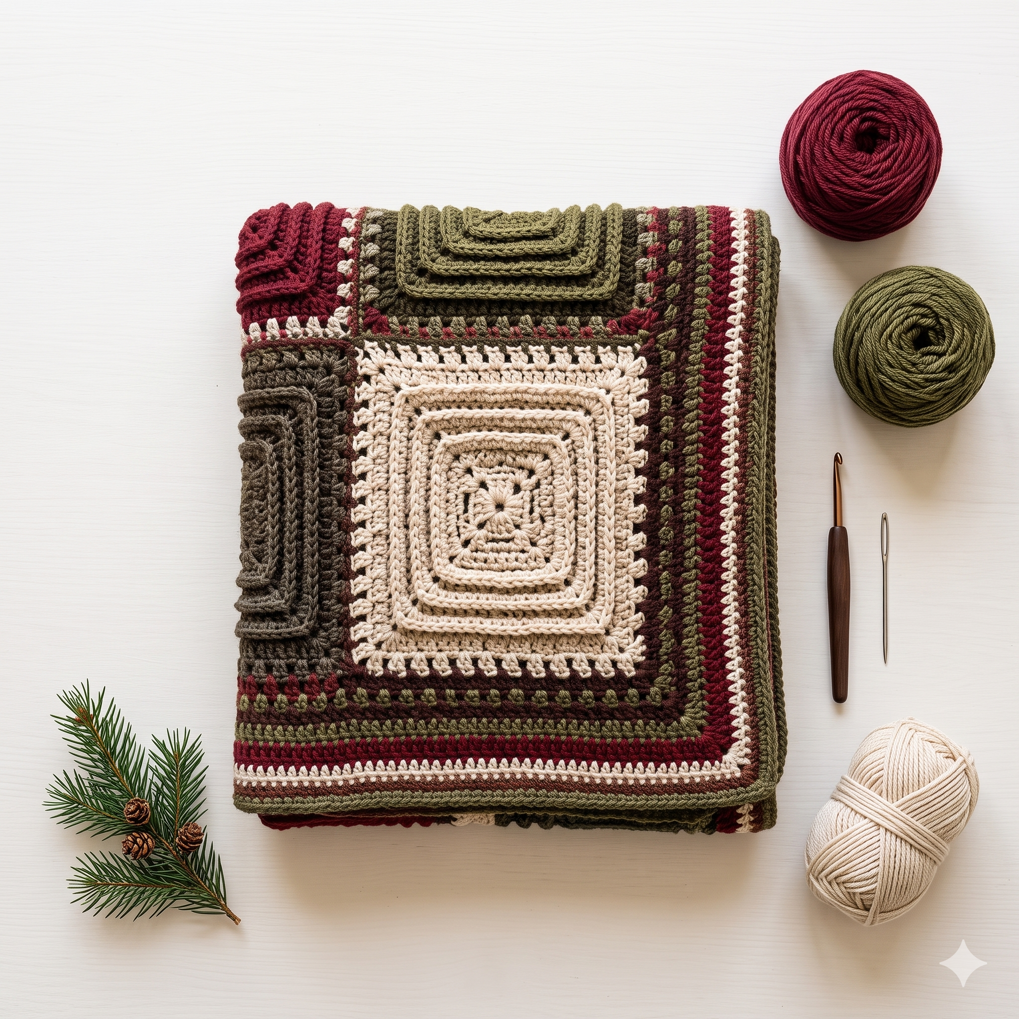 Granny Square Blanket Crochet Pattern PDF | Modern Hypnotic Throw Pattern, Geometric Optical Afghan, Intermediate, US Terms, Instant Download