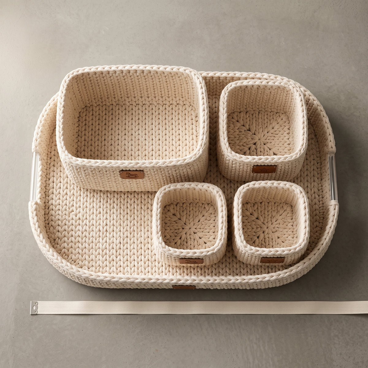Nursery Diaper Caddy Crochet Pattern PDF, 5-Piece Basket Organizer