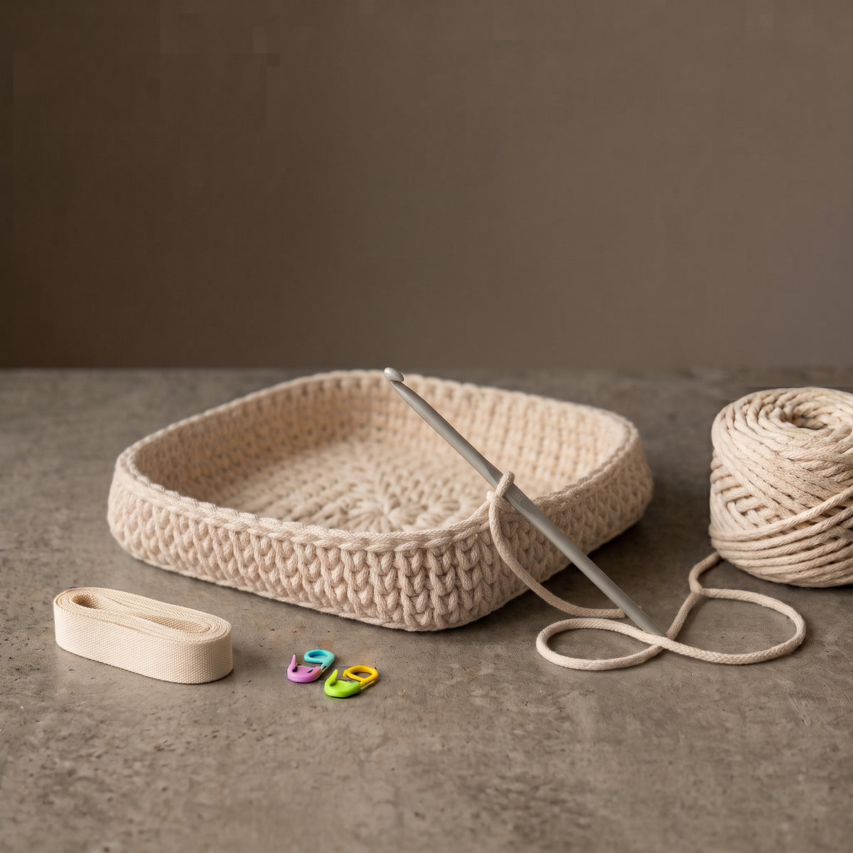 Nursery Diaper Caddy Crochet Pattern PDF, 5-Piece Basket Organizer