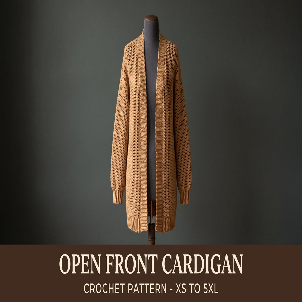 Open Front Cardigan Crochet Pattern PDF, Oversized, XS–5XL