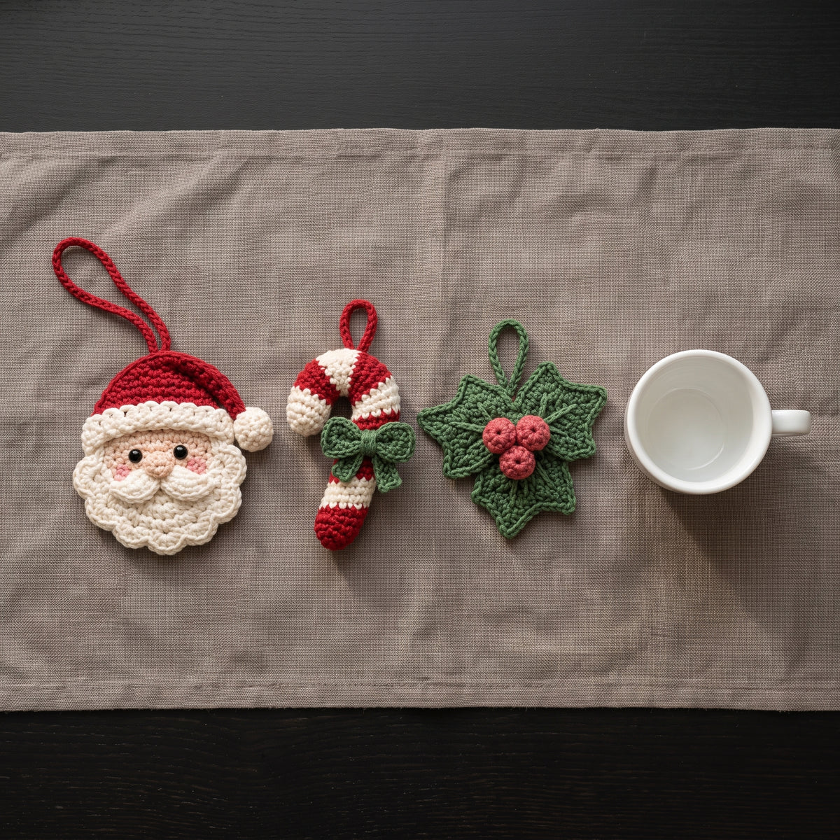 Christmas Ornament Crochet Pattern PDF | 10 Designs — Santa, Reindeer, Tree, Snowflake | US Terms