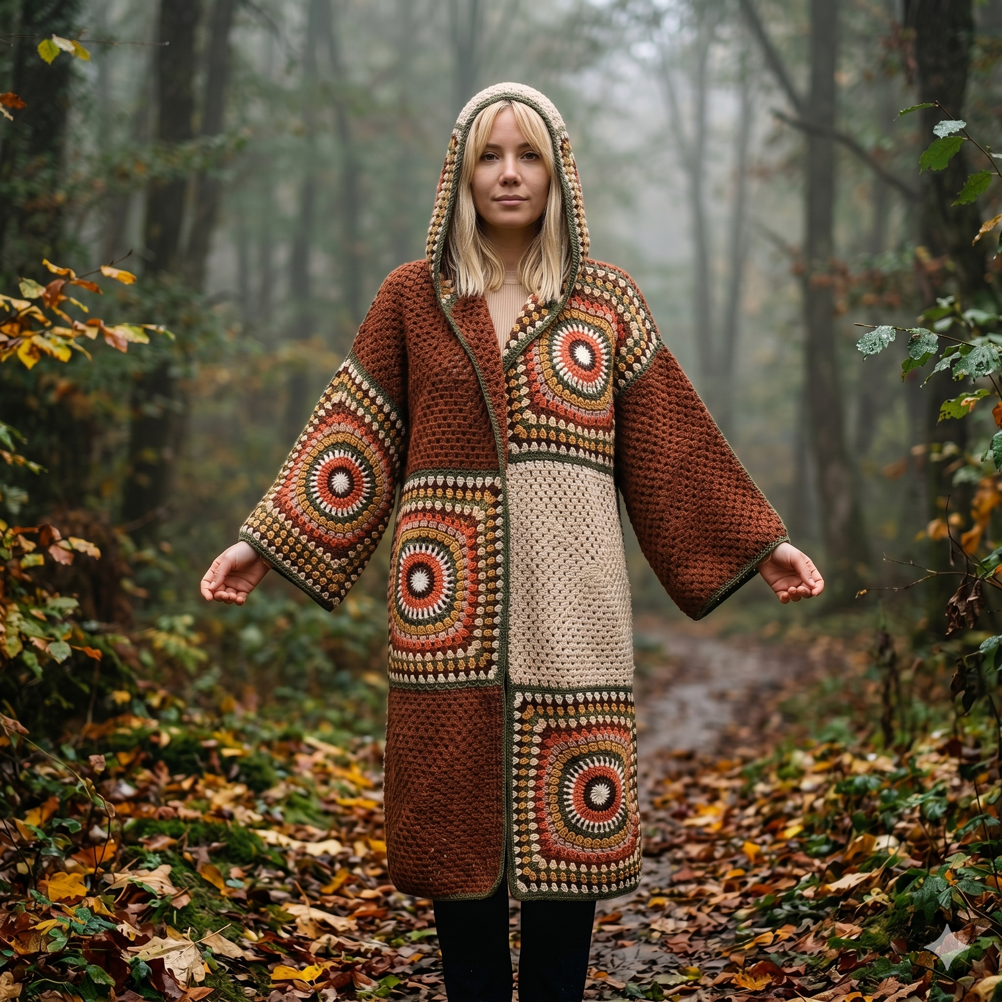 Crochet Hooded Cardigan Pattern PDF with Video Tutorial, Oversized Granny Square Coat DIY