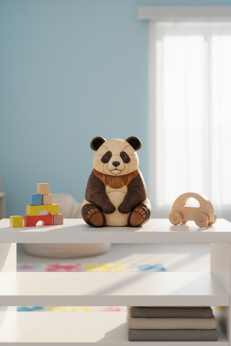 Panda Intarsia Pattern – Scroll Saw Woodworking Project (Digital Download)