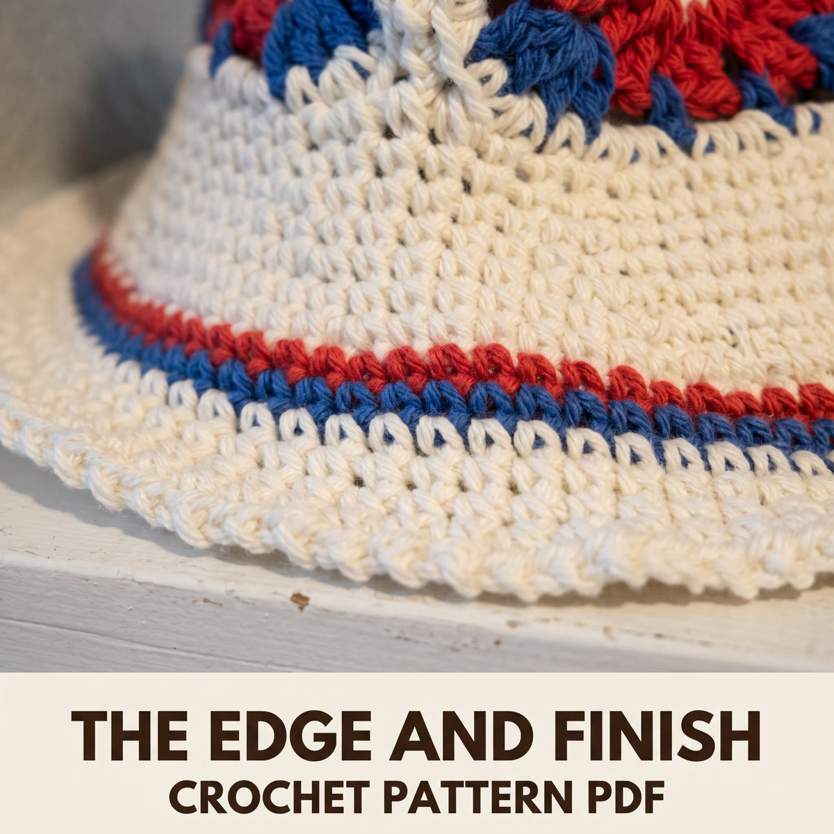 Patriotic Bucket Hat Crochet Pattern PDF, Granny Square Hat for Women and Teens, Three Head Sizes