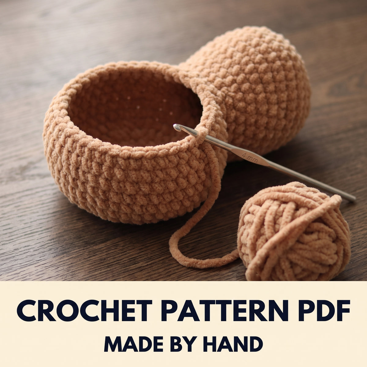 Plush Camel Amigurumi Crochet Pattern PDF – Chenille Yarn Camel with Saddle, Sleepy Face, Step Photos