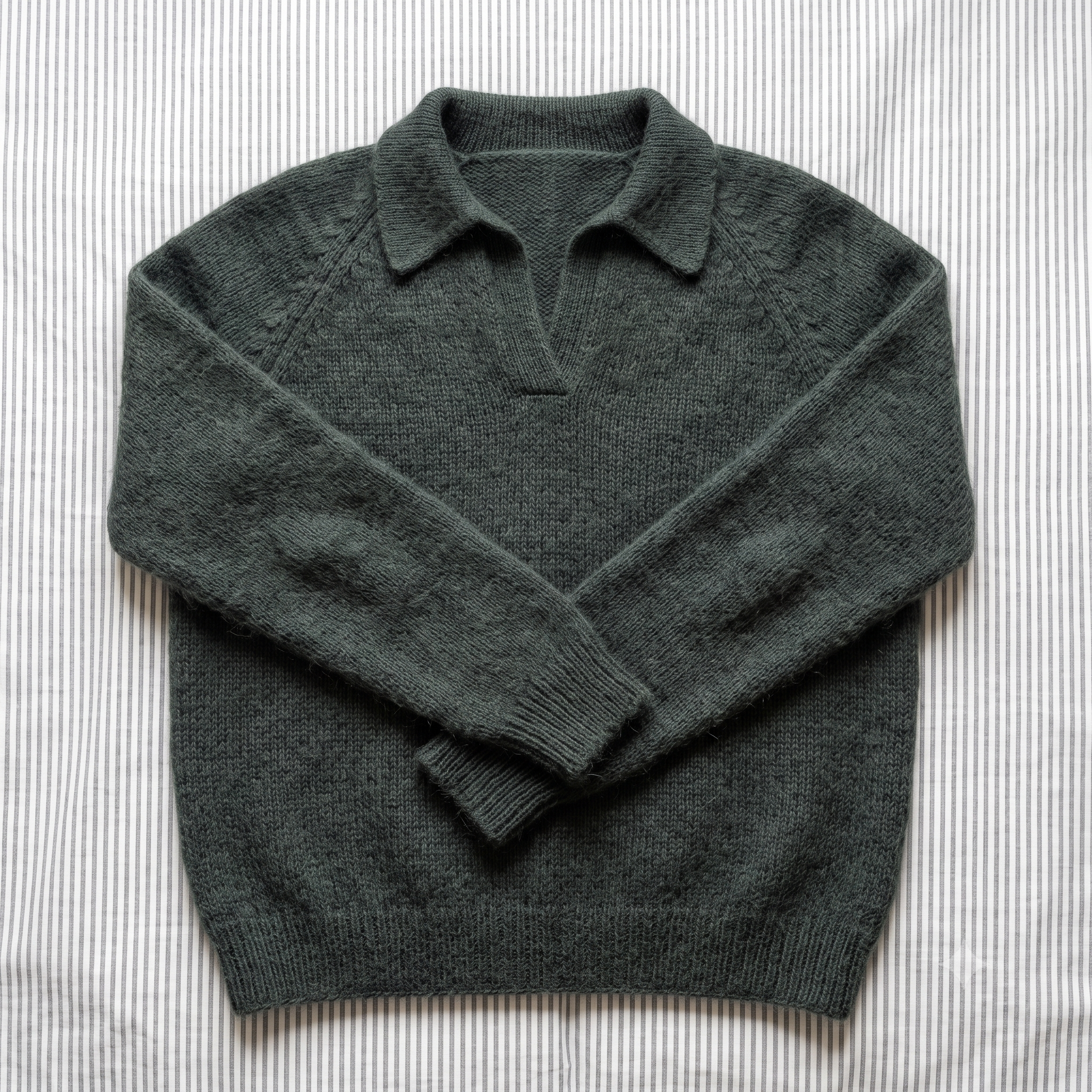 Polo Sweater Knitting Pattern PDF | Top Down Mohair Jumper with Knitted Collar | 9 Sizes | Seamless Knitting Pattern | Instant Download