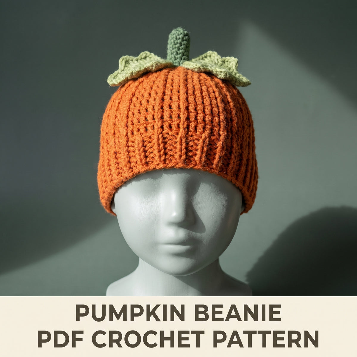 Crochet Pumpkin Hat Pattern PDF | Pumpkin Beanie in 7 Sizes, Preemie to Adult | 1 Ball, Easy | US & UK Terms