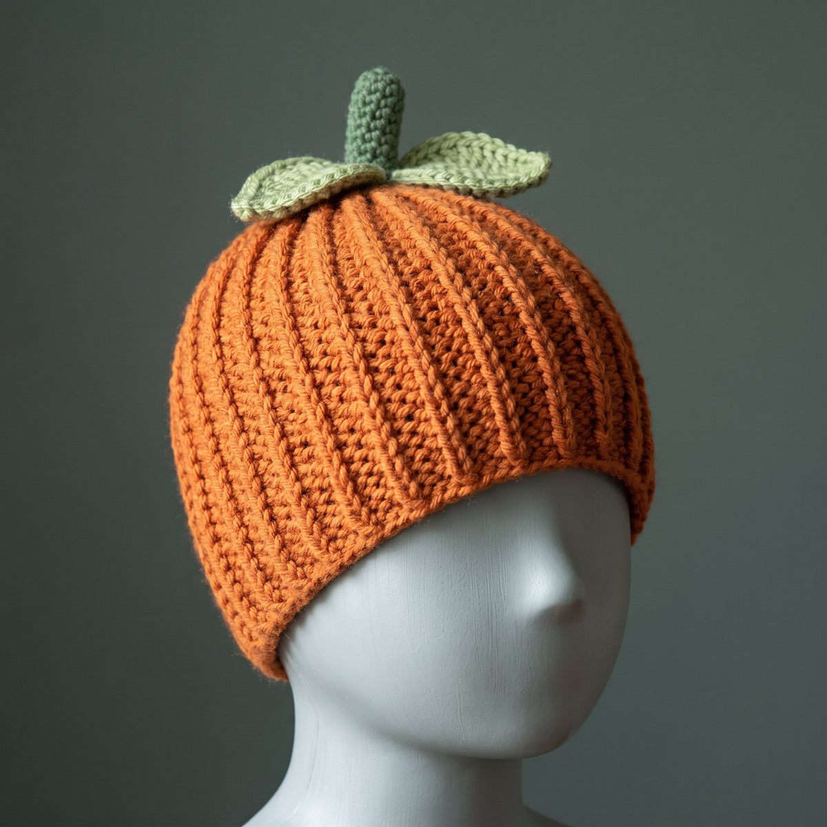 Crochet Pumpkin Hat Pattern PDF | Pumpkin Beanie in 7 Sizes, Preemie to Adult | 1 Ball, Easy | US & UK Terms