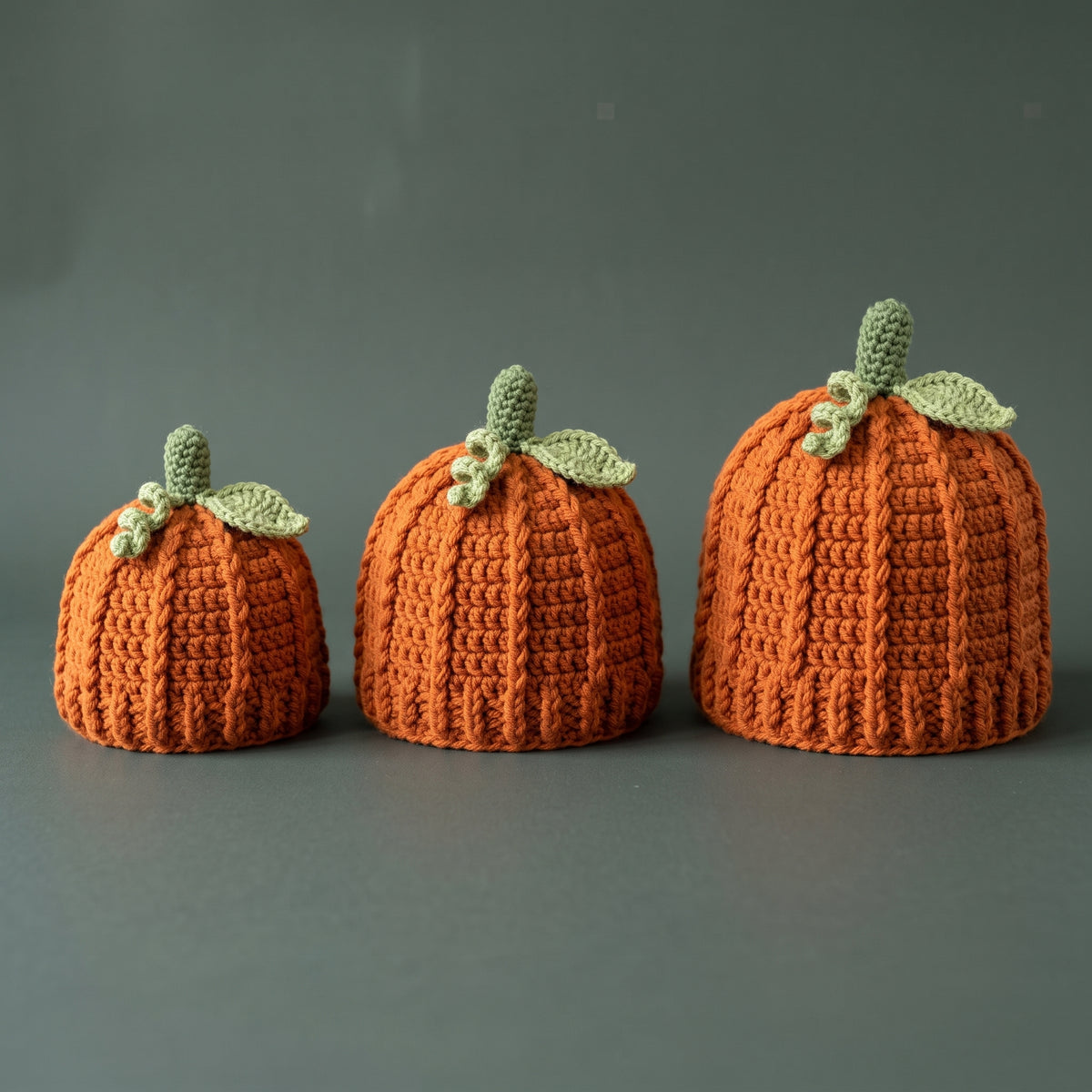 Crochet Pumpkin Hat Pattern PDF | Pumpkin Beanie in 7 Sizes, Preemie to Adult | 1 Ball, Easy | US & UK Terms