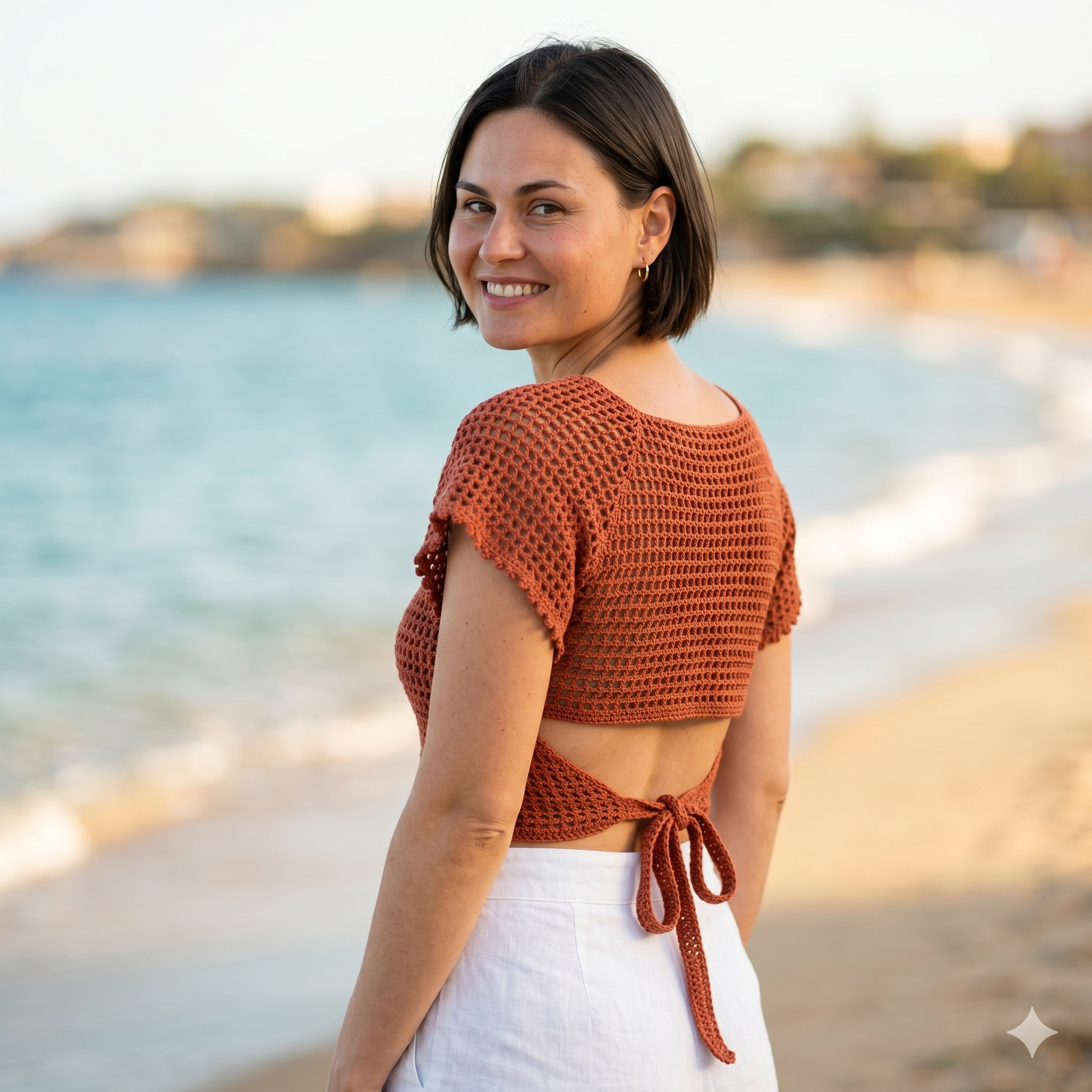 Raglan Wrap Top — Crochet Pattern (PDF) | Filet Crochet Summer Top