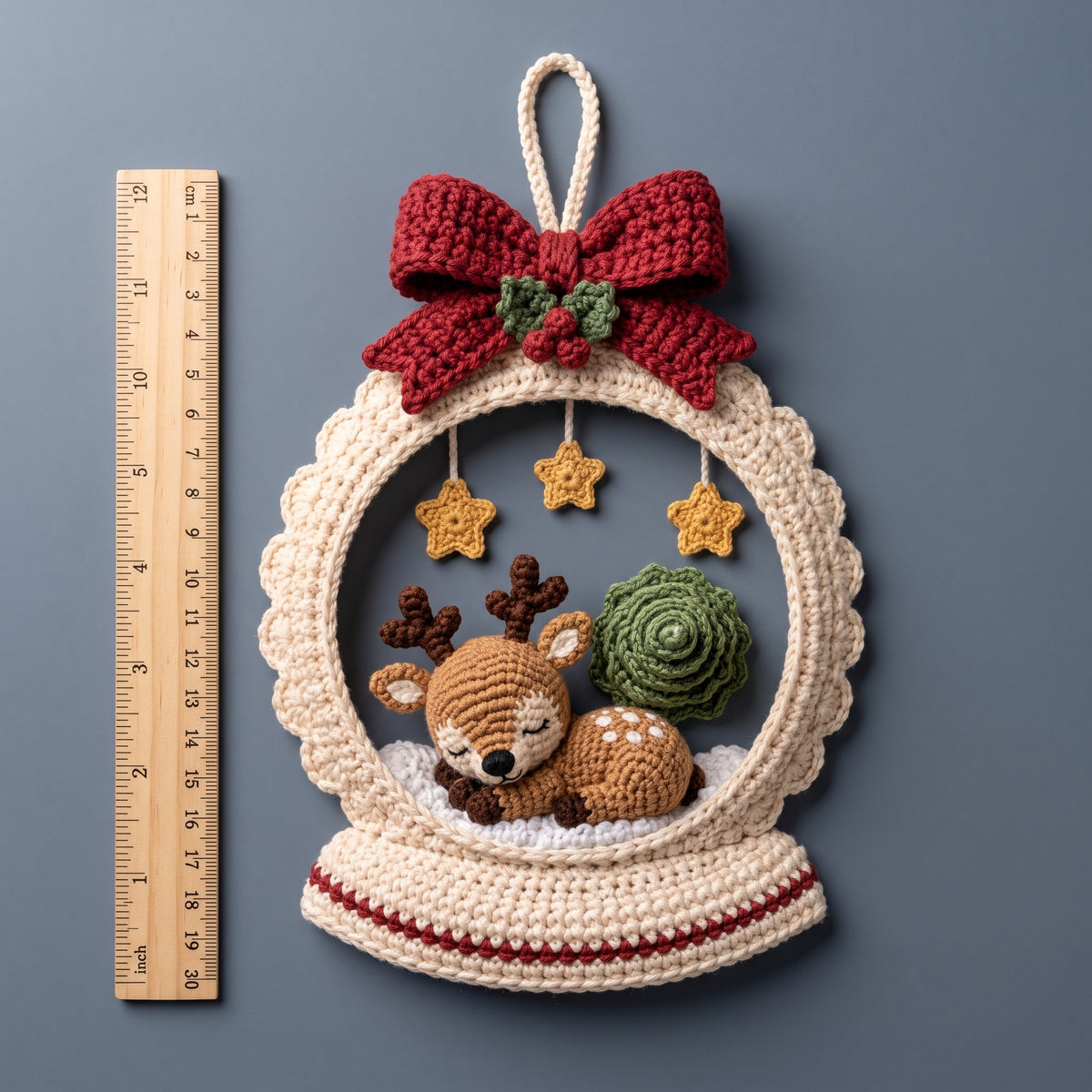 Christmas Reindeer Ornament Crochet Pattern PDF, Snow Globe Bauble
