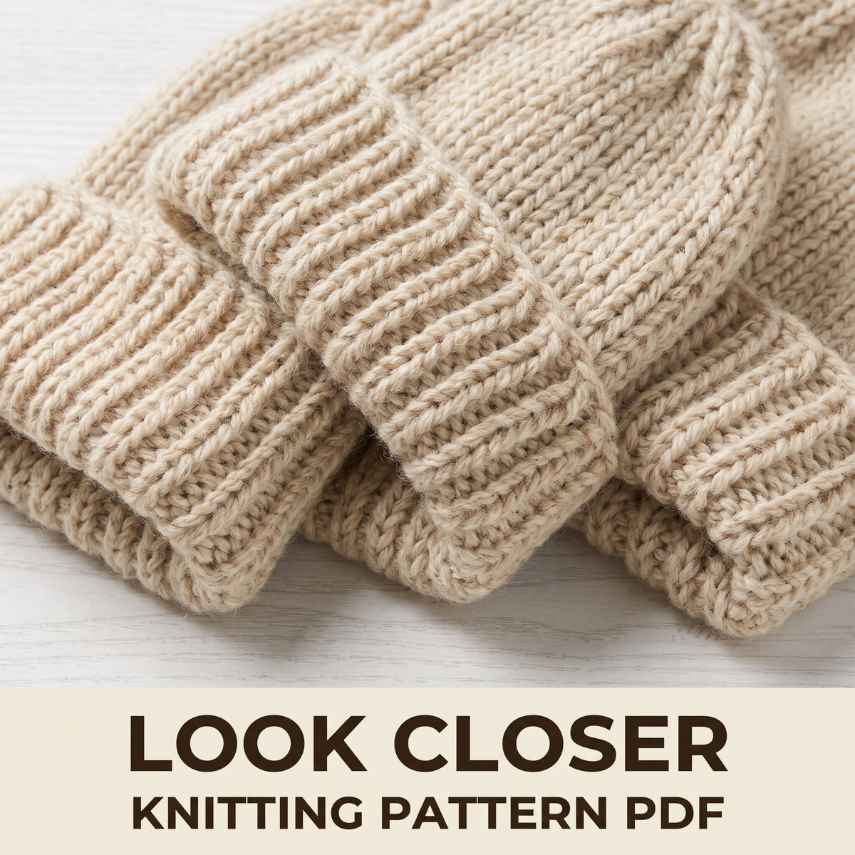 Ribbed Beanie Knitting Pattern PDF, Pompom Hat in 3 Sizes, Toddler 2–4, Child 8–10 and Adult, Beginner Friendly