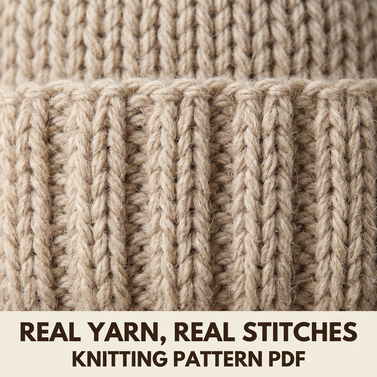 Ribbed Beanie Knitting Pattern PDF, Pompom Hat in 3 Sizes, Toddler 2–4, Child 8–10 and Adult, Beginner Friendly