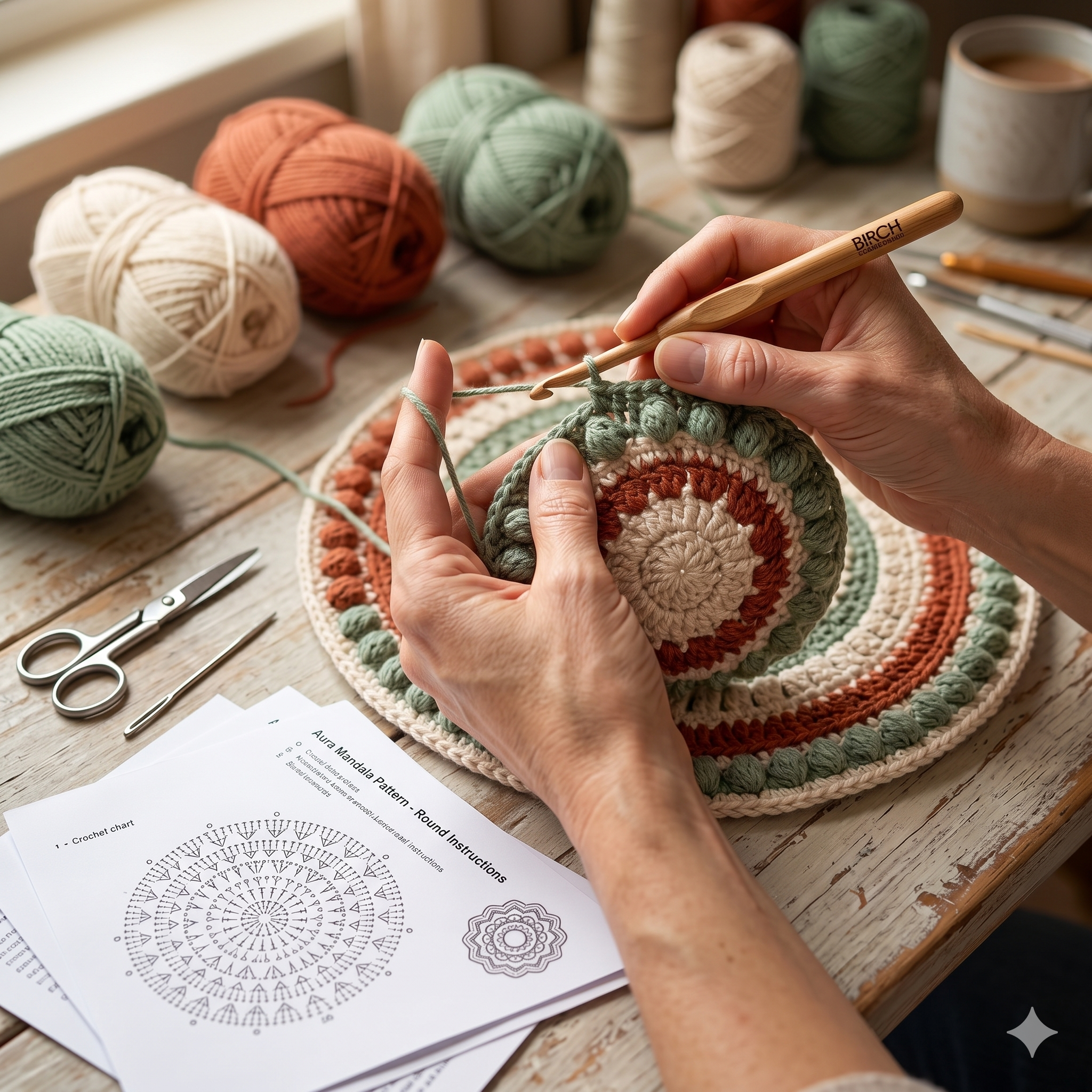 Giant Mandala Crochet Pattern | Boho Floor Decor, Round Rug Tutorial (Digital instructions)