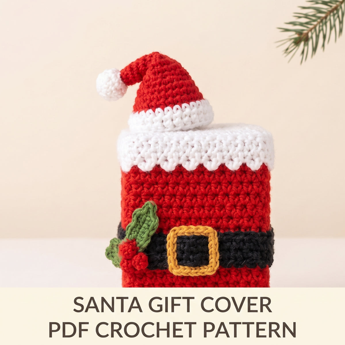 Santa Crochet Pattern PDF | Christmas Gift Box Cover, Treat Cover for Craft Fairs | Instant Download