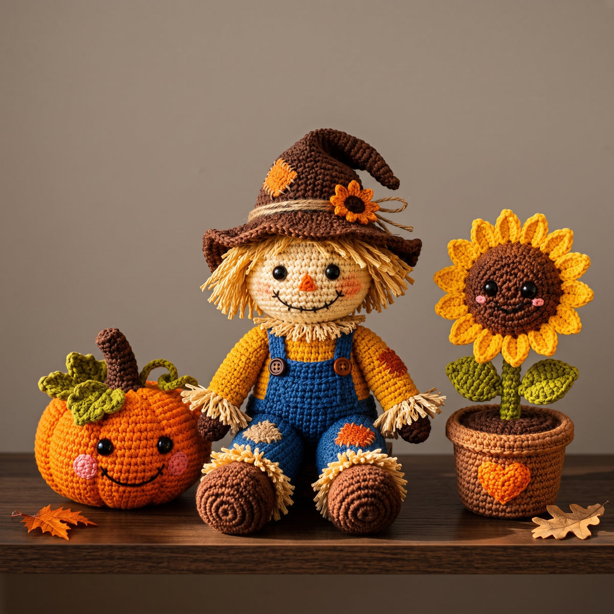 Crochet Scarecrow Pattern PDF | Amigurumi Pumpkin & Sunflower Fall Decor Set | 3 Projects | US Terms, Instant Download