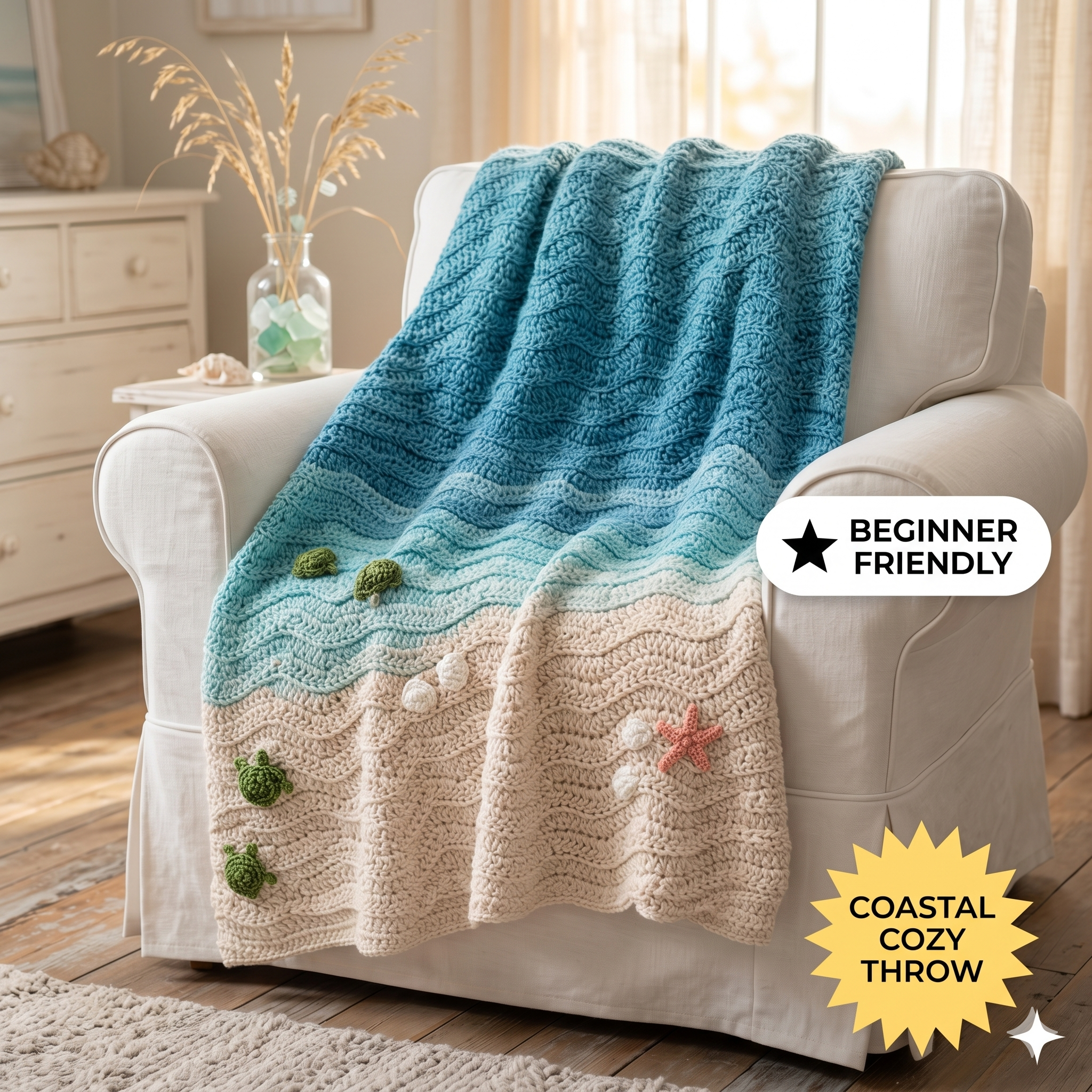 Sea Turtle Crochet Blanket Pattern, Ocean Afghan, Crochet Pattern, Instant Download Pattern, Ocean Blanket Pattern, DIY Sea Turtle Blanket,