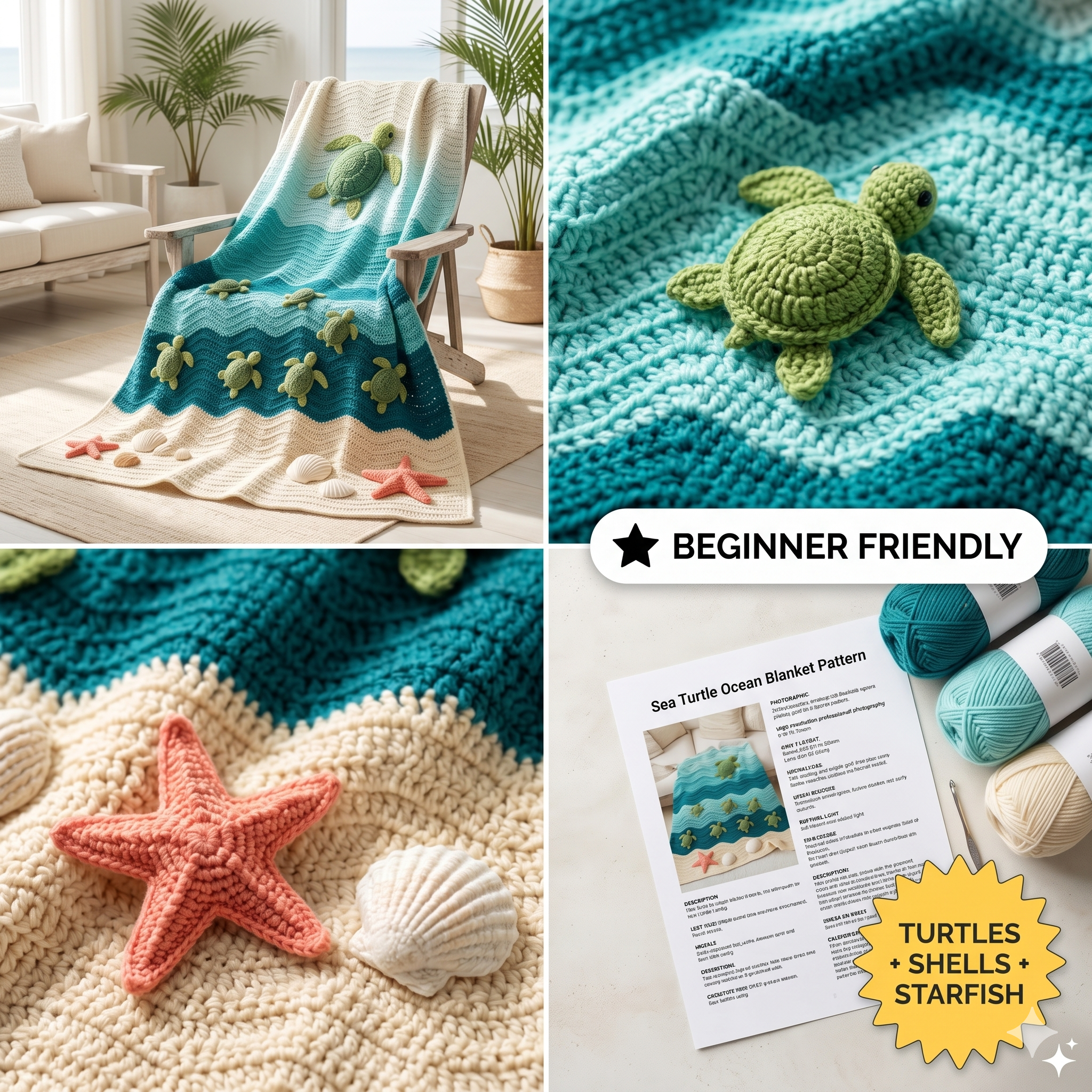 Sea Turtle Crochet Blanket Pattern, Ocean Afghan, Crochet Pattern, Instant Download Pattern, Ocean Blanket Pattern, DIY Sea Turtle Blanket,