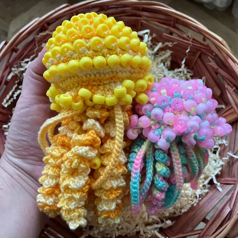 Sensory Jellyfish Crochet Pattern No Sew with Pony Beads PDF English