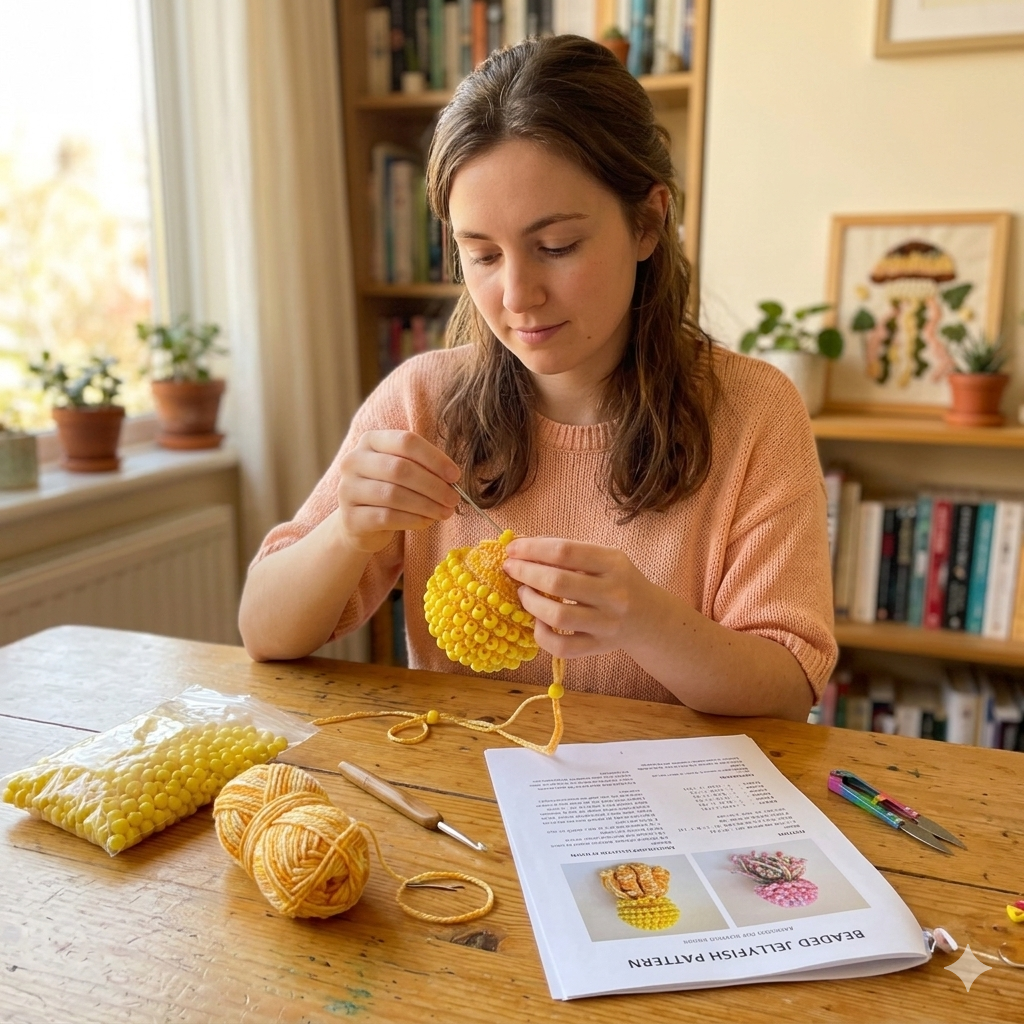Sensory Jellyfish Crochet Pattern No Sew with Pony Beads PDF English