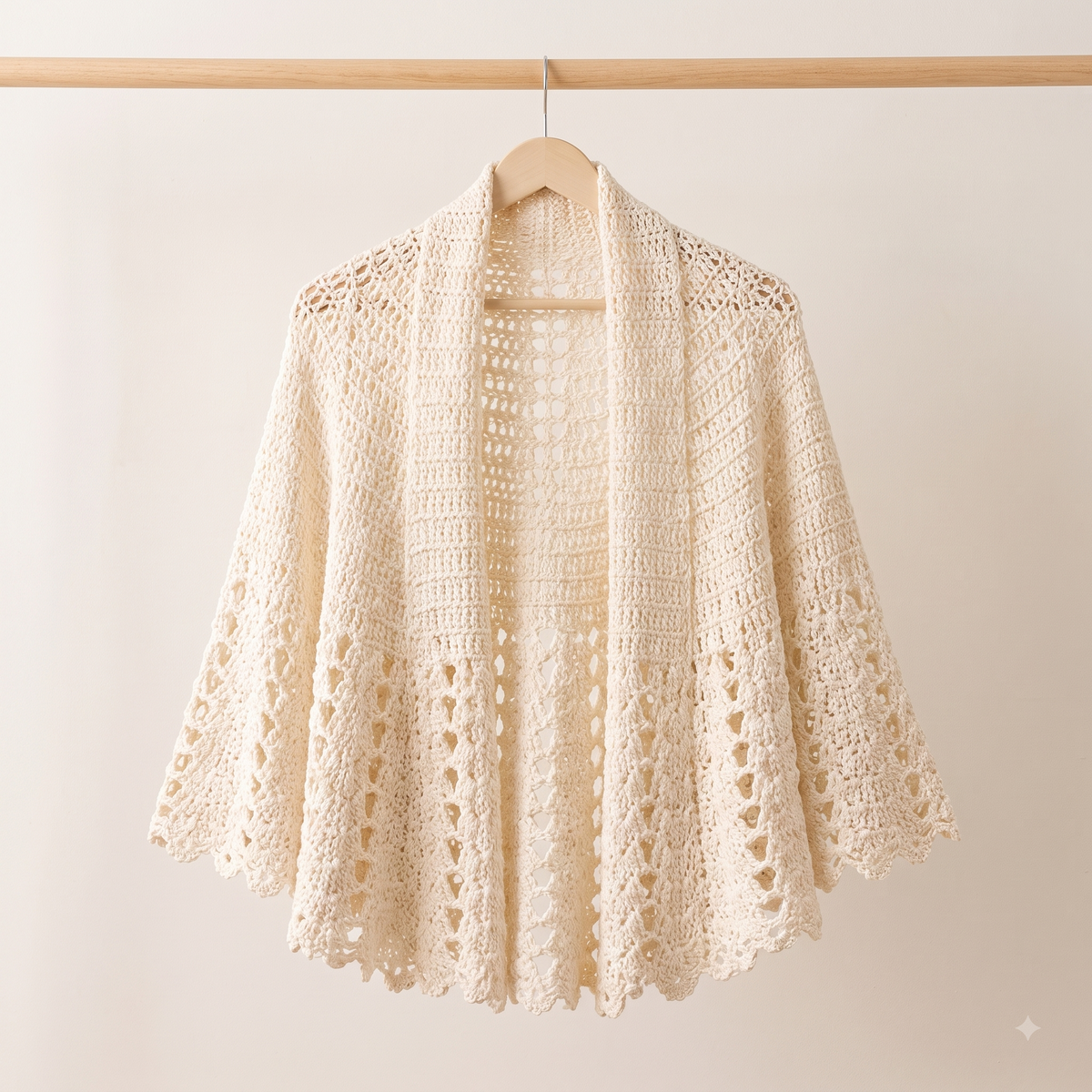 Crochet Shawl Pattern for Women | Lace Kimono Wrap with Scalloped Picot Edge | Easy Lace Repeat | Instant Download PDF Pattern