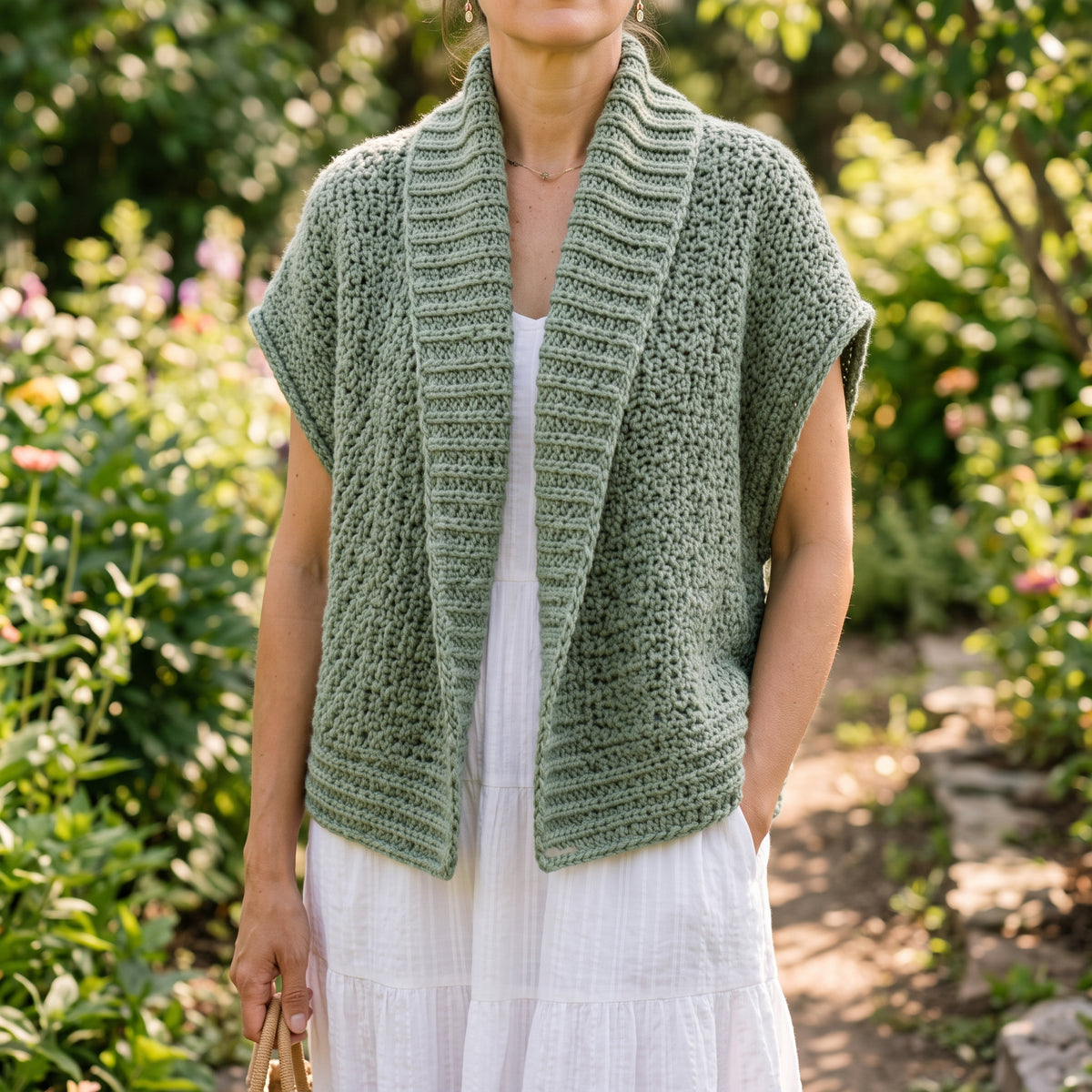 Shawl Collar Crochet Vest Pattern PDF, Oversized Sleeveless Crochet Cardigan, Boho Summer Vest, Sizes XS to 5XL