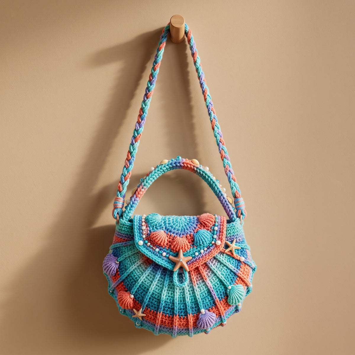 Crochet Shell Bag Pattern PDF | Seashell Purse / Handbag, Coastal Crossbody, US Terms | Instant Download