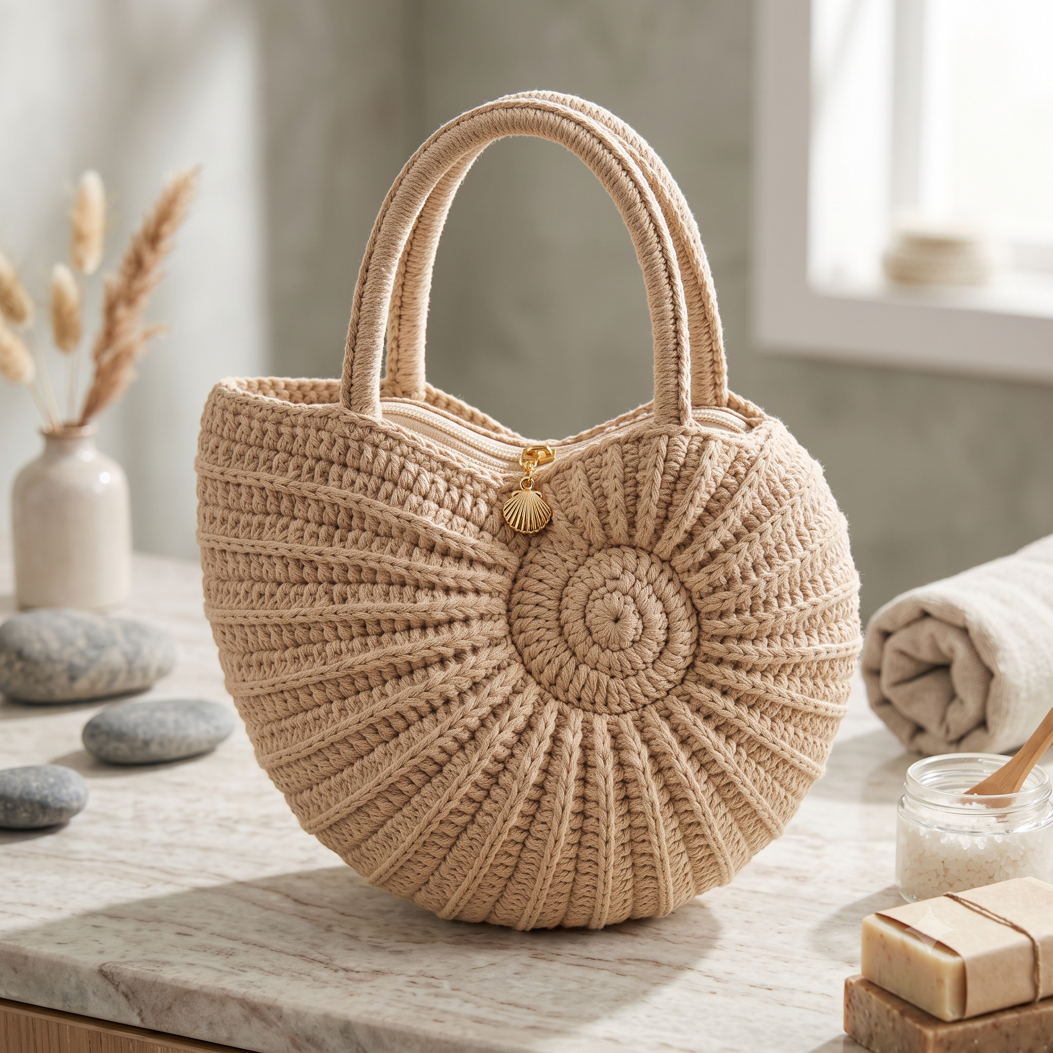 Shell Bag Crochet Pattern PDF | Nautilus Sunburst Tote Pattern, Boho Seashell Purse, Beginner Friendly, US Terms, Instant Download